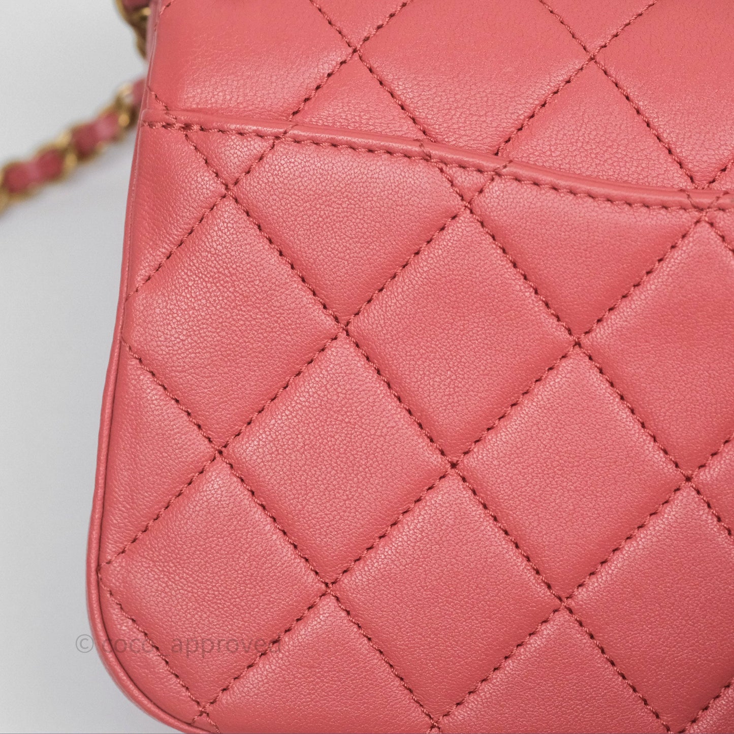 Chanel Quilted Small Chain Infinity Handle Bag Pink Lambskin Aged Gold Hardware