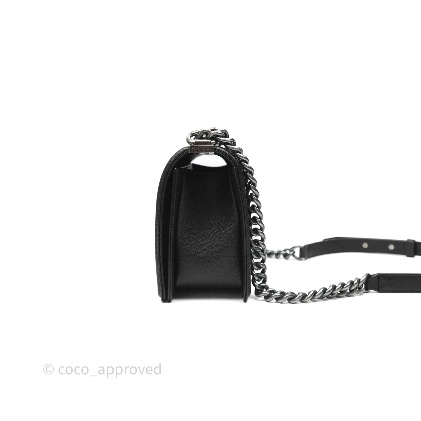 Chanel Medium Boy Quilted Black Caviar Ruthenium Hardware