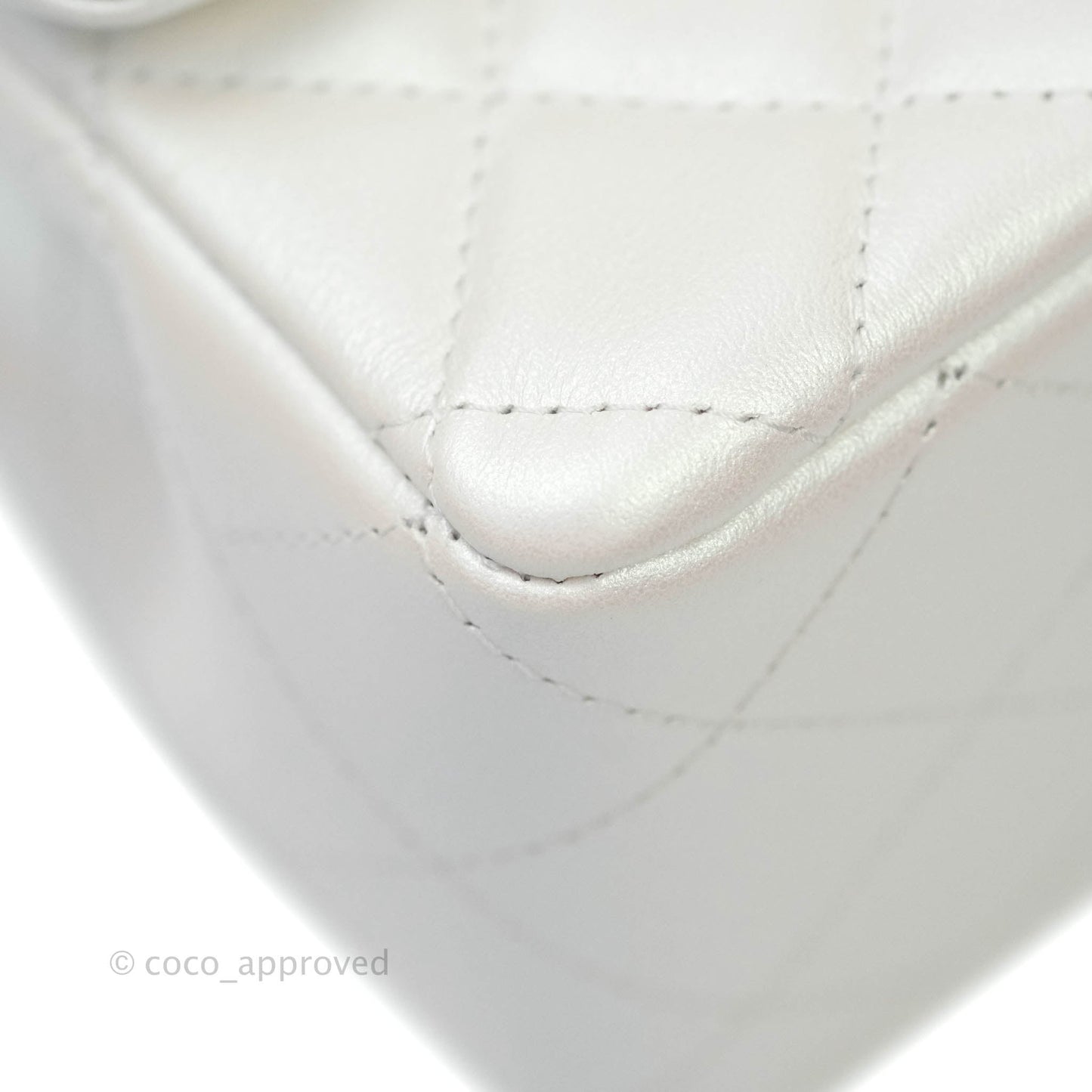 Chanel Quilted Mini Rectangular Iridescent White Lambskin Gold Hardware