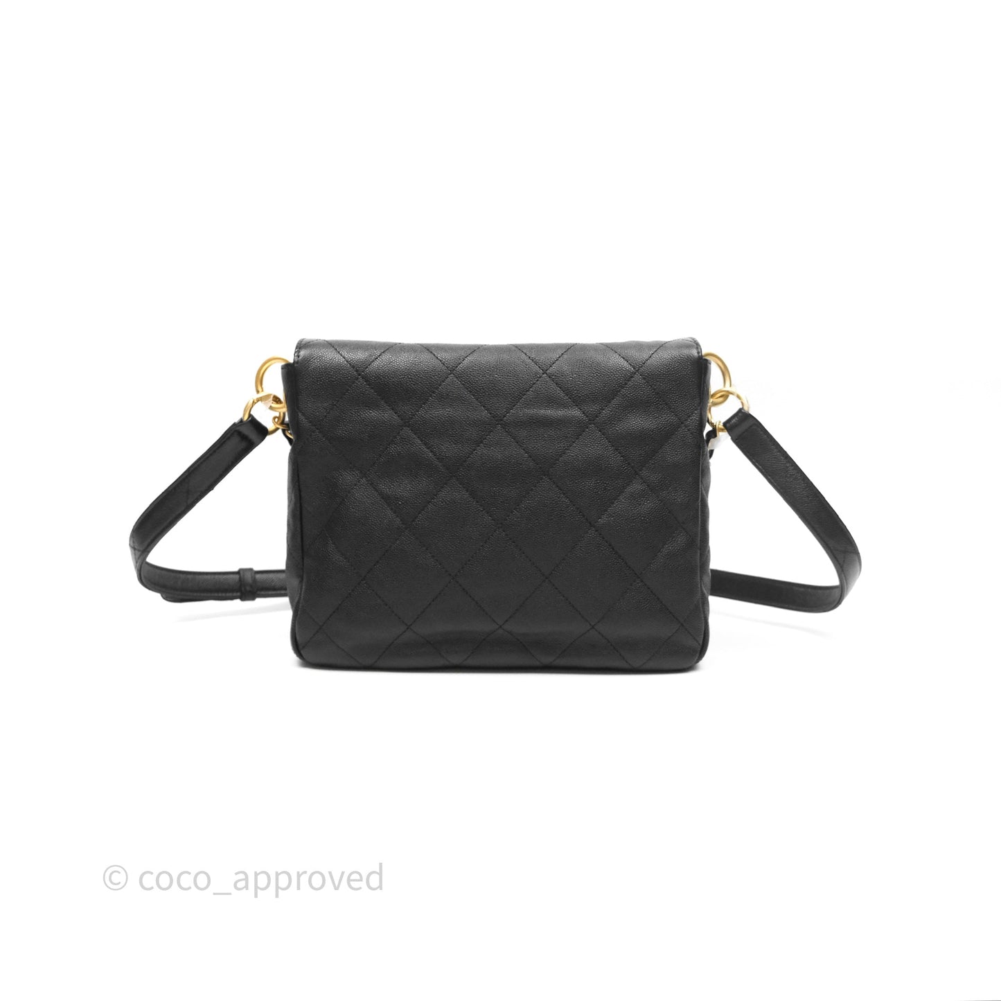 Chanel Double Pocket Hobo Bag Black Caviar Brushed Gold Hardware