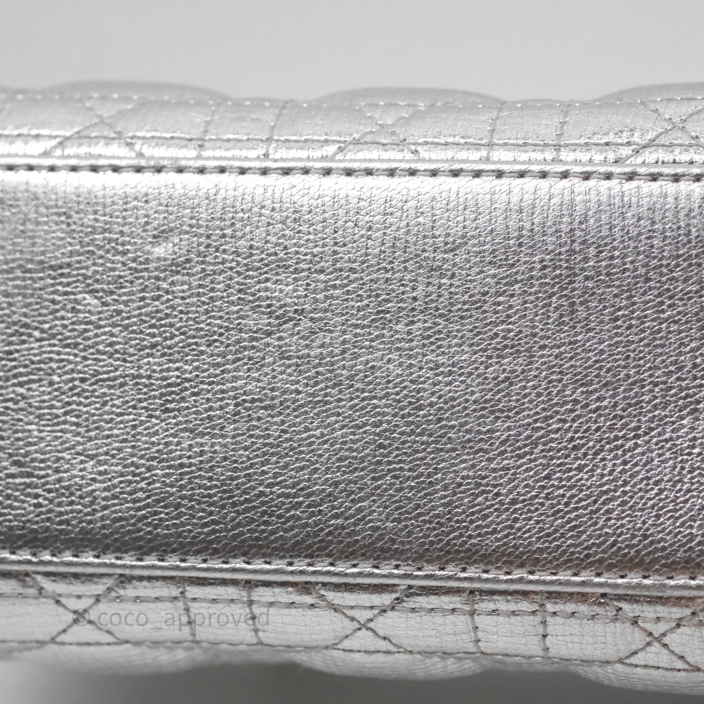 Christian Dior Small Lady Dior My ABCDior Silver Metallic Grained Calfskin Cannage