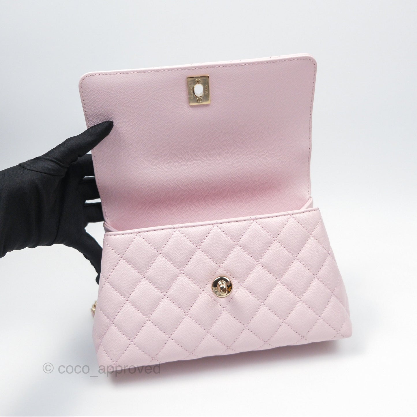 Chanel Small Coco Handle Light Pink Caviar Gold Hardware