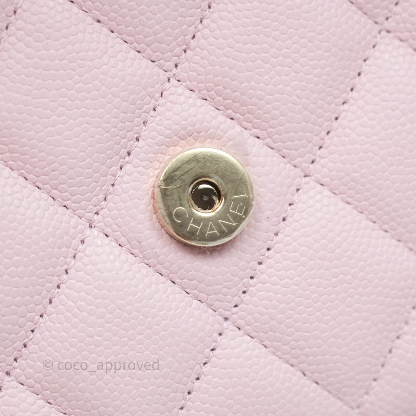 Chanel Classic Quilted Wallet on Chain WOC Light Pink Caviar Gold Hardware