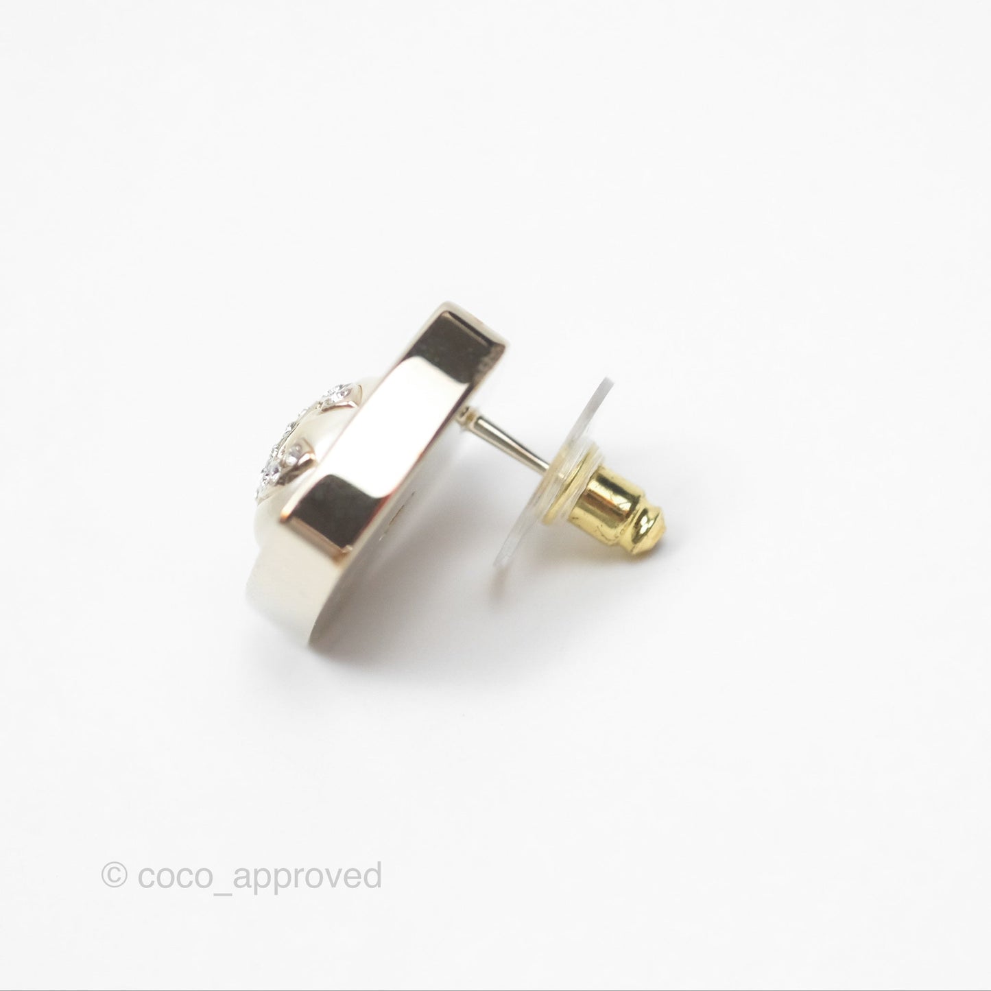 Chanel Crystal CC Pearl Square Earrings Gold Tone 23S