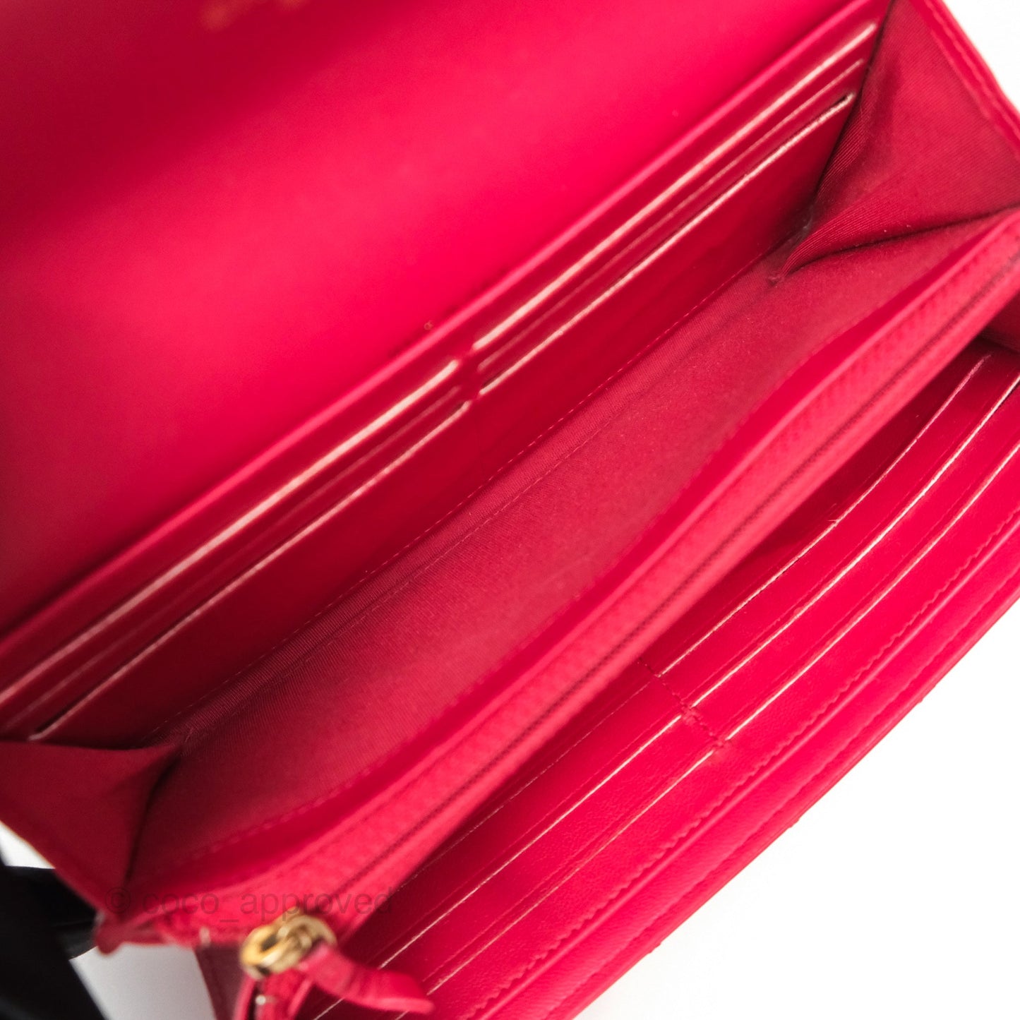 Chanel Quilted Boy Flap Long Wallet Red Lambskin Gold Hardware