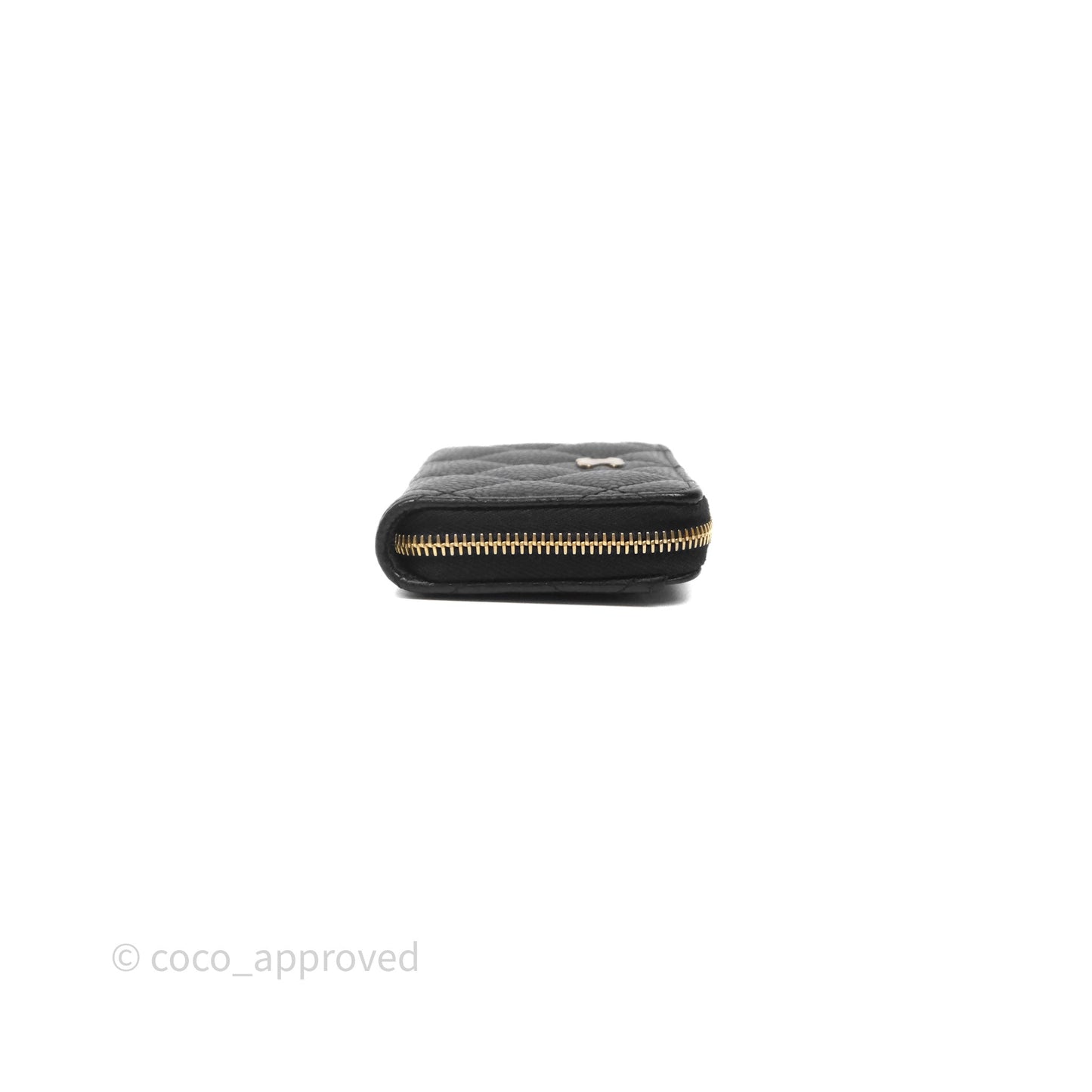 Chanel Quilted Zip Card Holder Black Caviar Gold Hardware