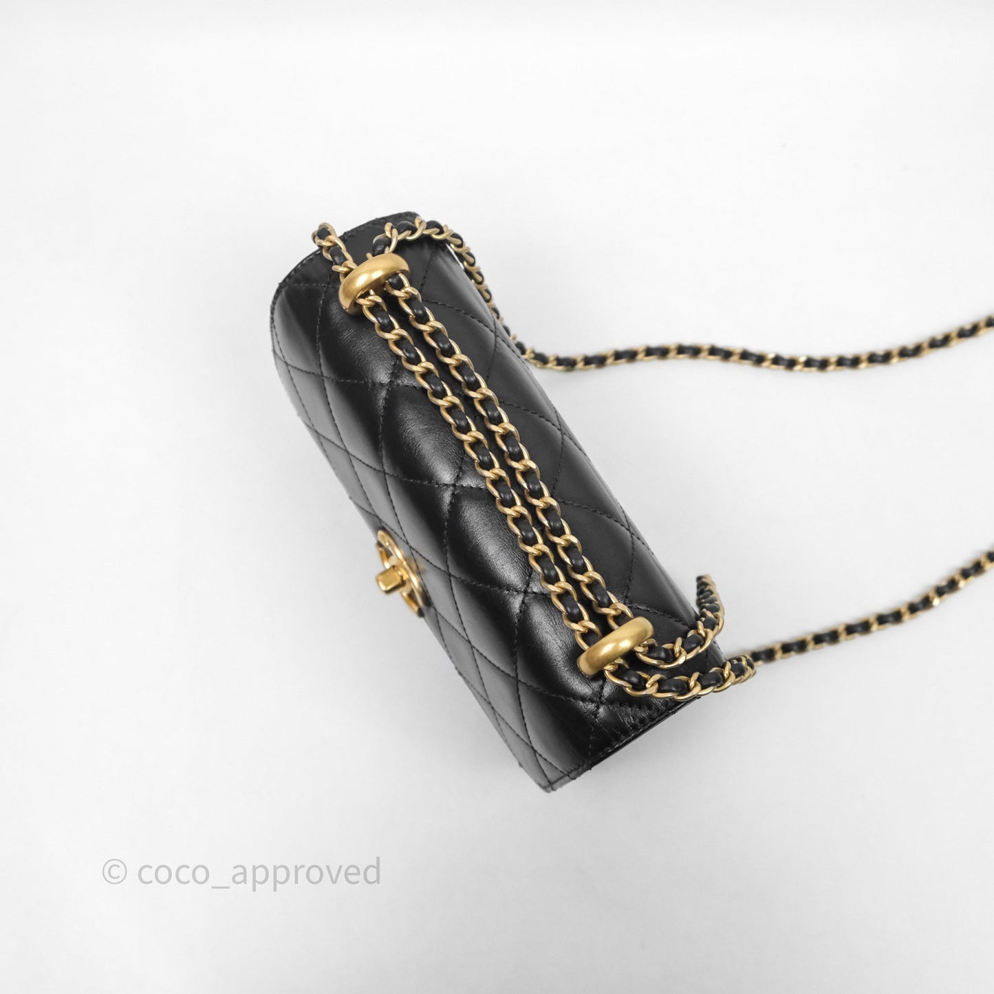 Chanel Mini Perfect Fit Adjustable Chain Black Calfskin Aged Gold Hardware