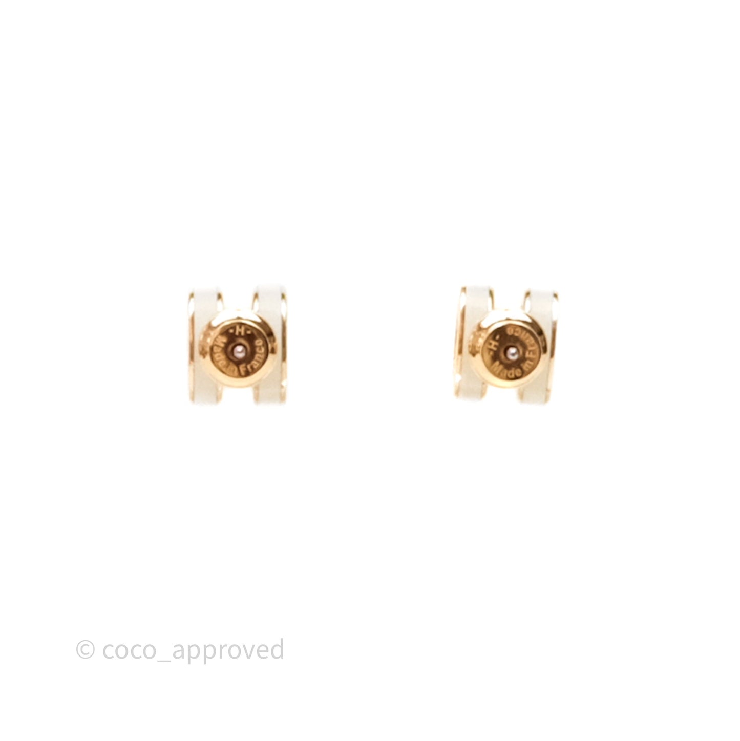 Hermes Mini Pop H Earrings Blanc Rose Gold