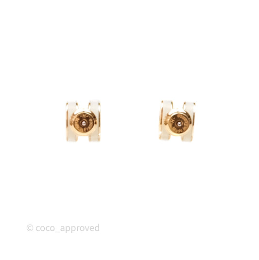 Hermes Mini Pop H Earrings Blanc Rose Gold