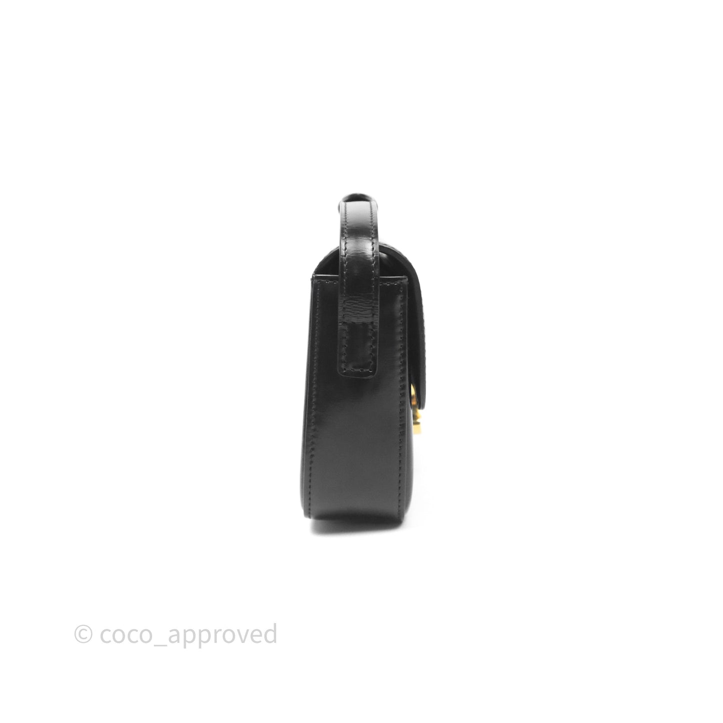 Celine Triomphe Shoulder Bag Black Shiny Calfskin
