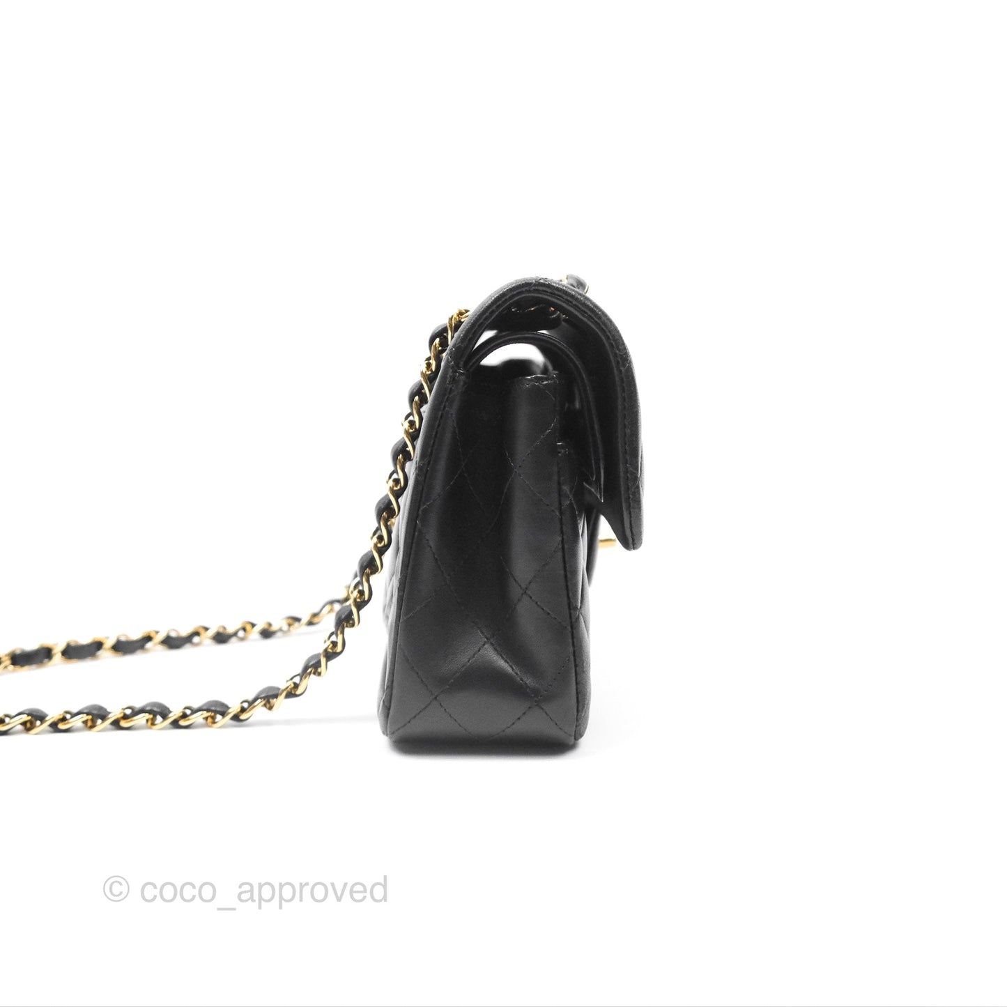 Chanel Small Classic Quilted Flap Black Lambskin Gold Hardware