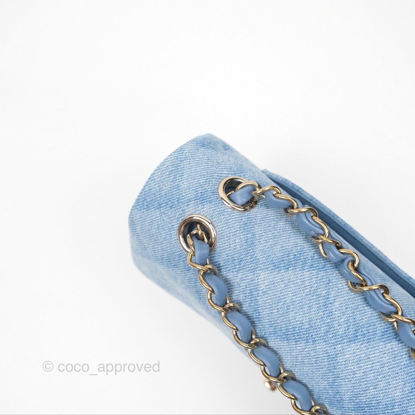 Chanel Quilted Small Double Flap Blue Printed Denim Gold Hardware