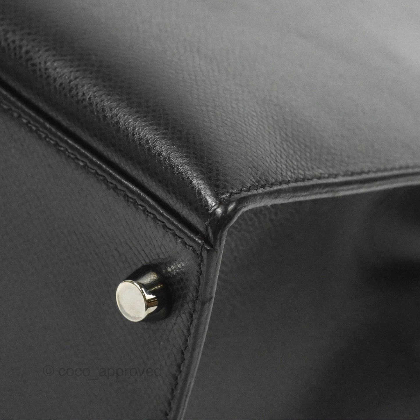 Hermès Kelly 32 Sellier Black Epsom Palladium Hardware
