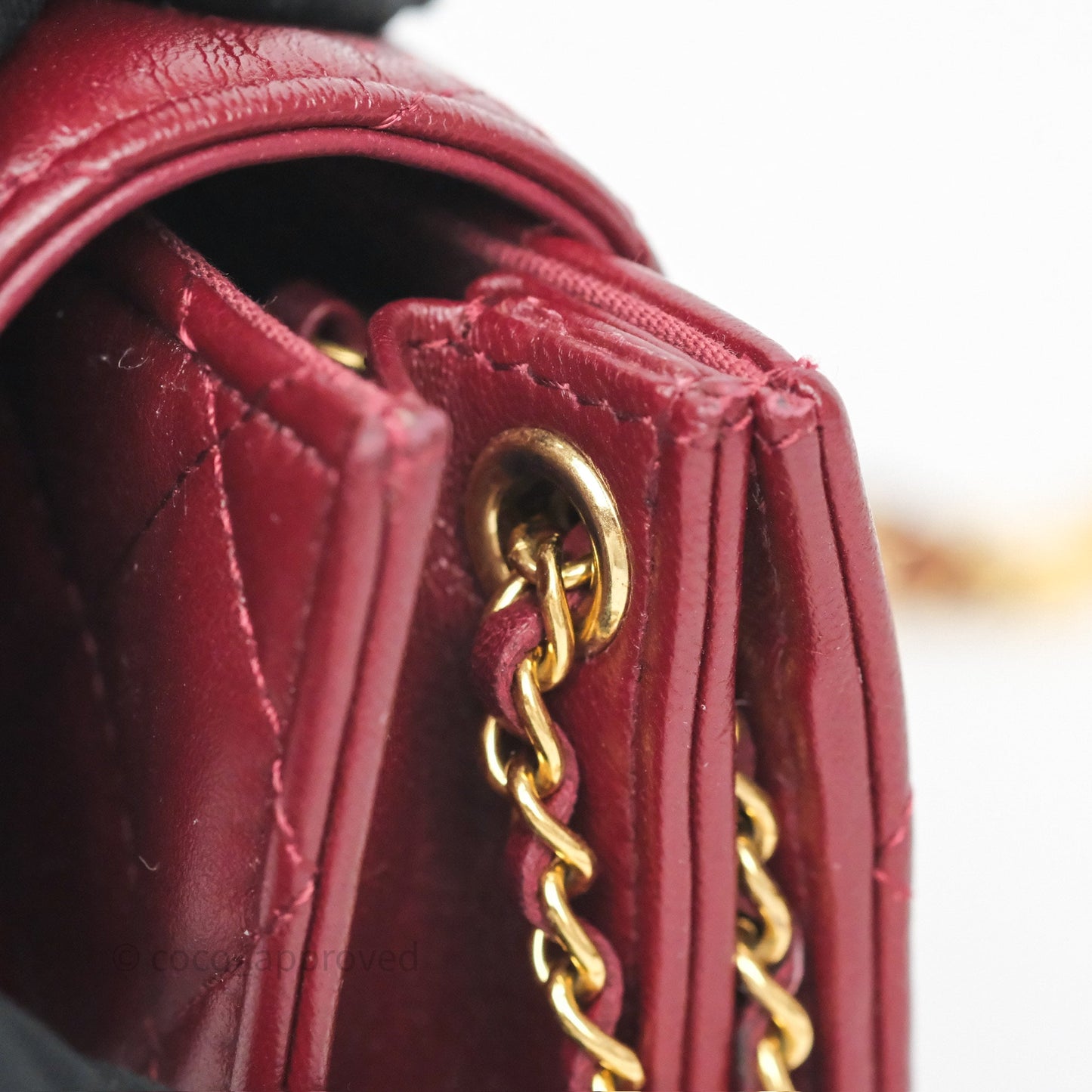 Chanel Mini WOC with CC Chain Burgundy Lambskin Gold Hardware 22K