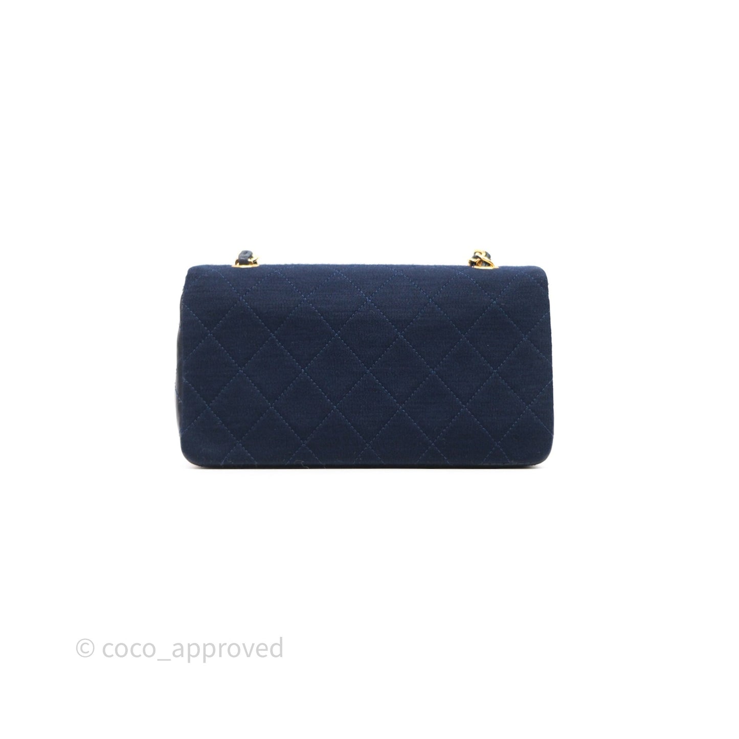 Chanel Vintage Mini Full Flap Bag Navy Fabrics / Lambskin 24K Gold Hardware