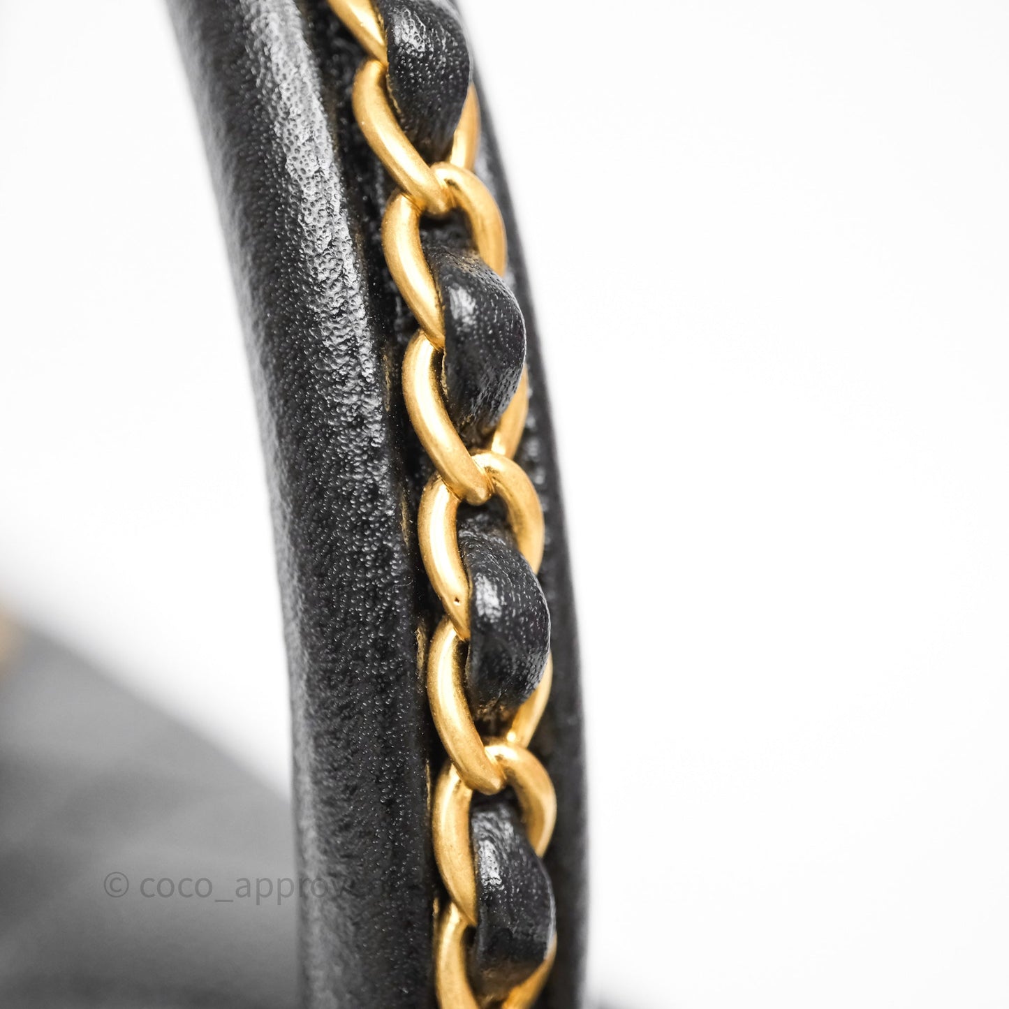Chanel Small Coco Handle Black Caviar Aged Gold Hardware Braided Handle