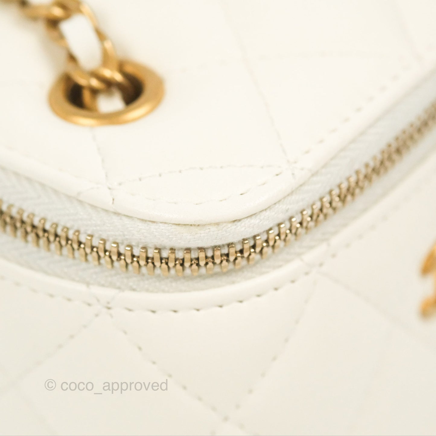 Chanel Mini Pearl Crush Vanity With Chain White Gold Hardware