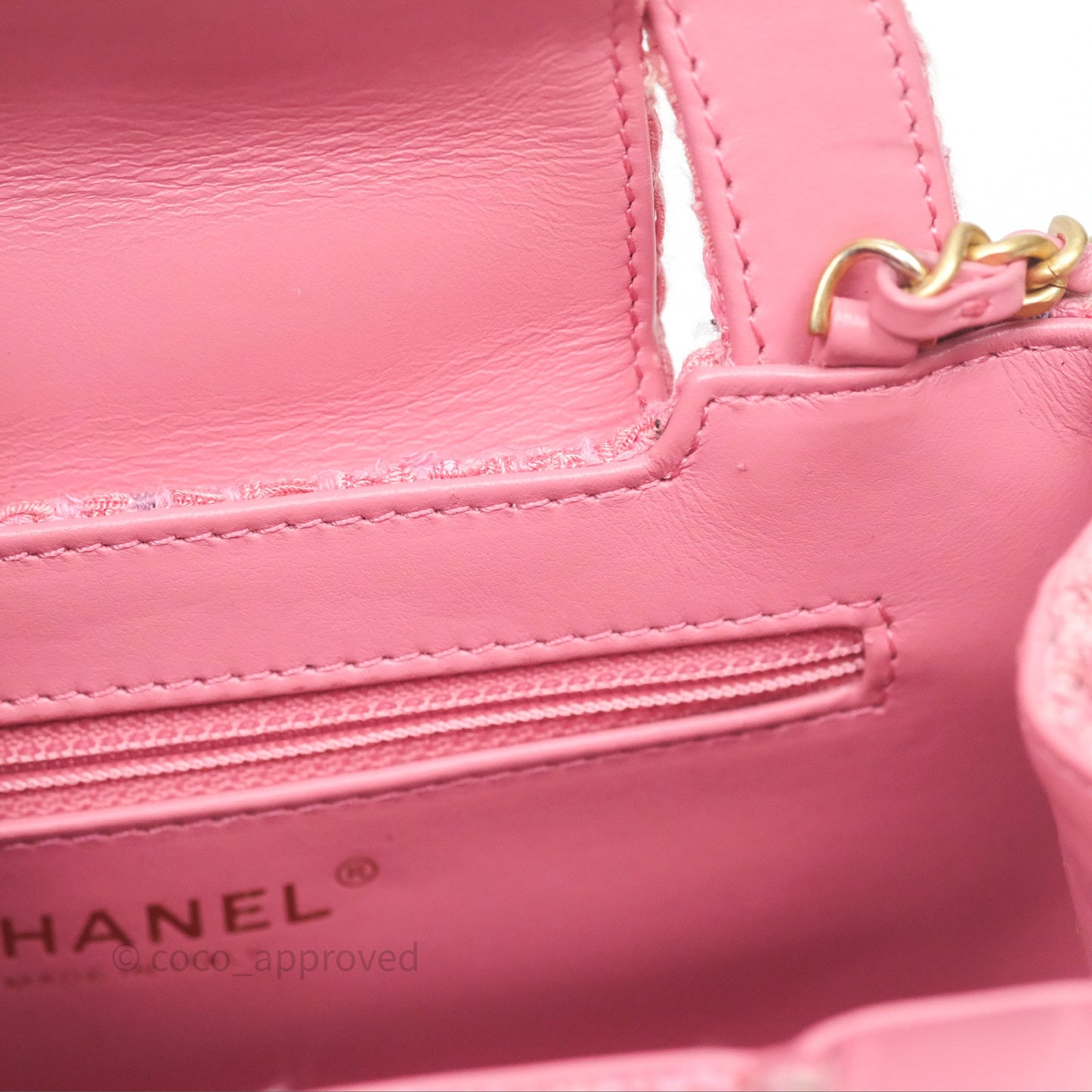 Chanel Kelly Bag Pink Tweed Aged Gold Hardware