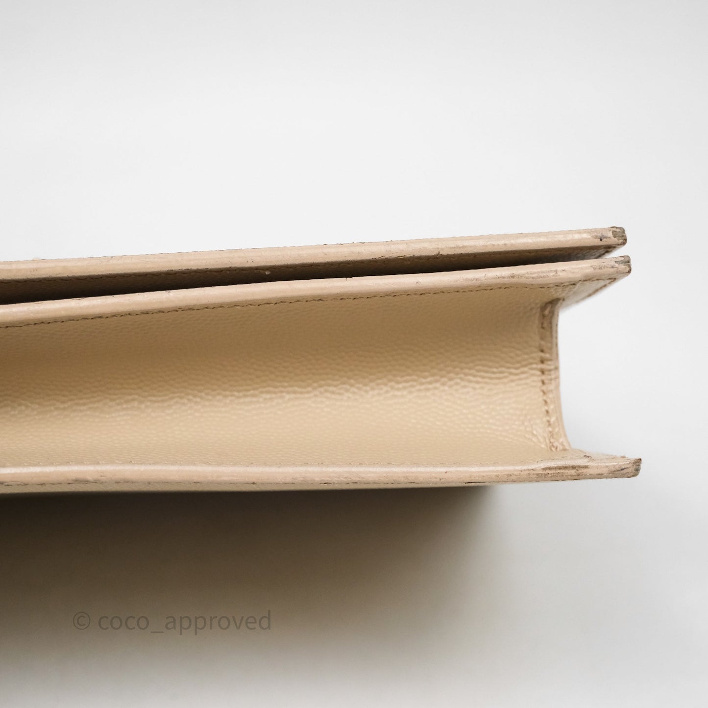 Saint Laurent Kate Clutch Monogram Beige Grain De Poudre Gold Hardware