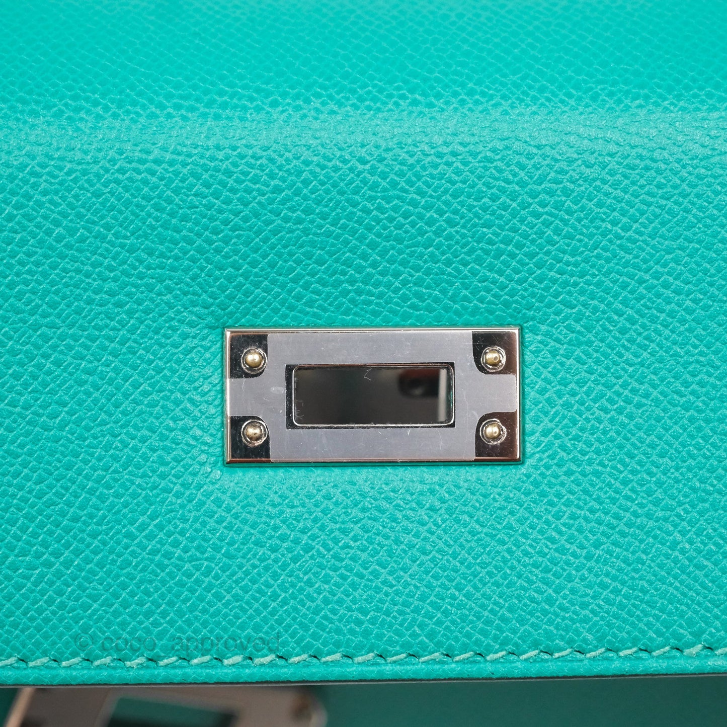 Hermès Sellier Kelly 25 Madame Leather Vert Verone U1/ Bleu De Prusse 7P Palladium Hardware