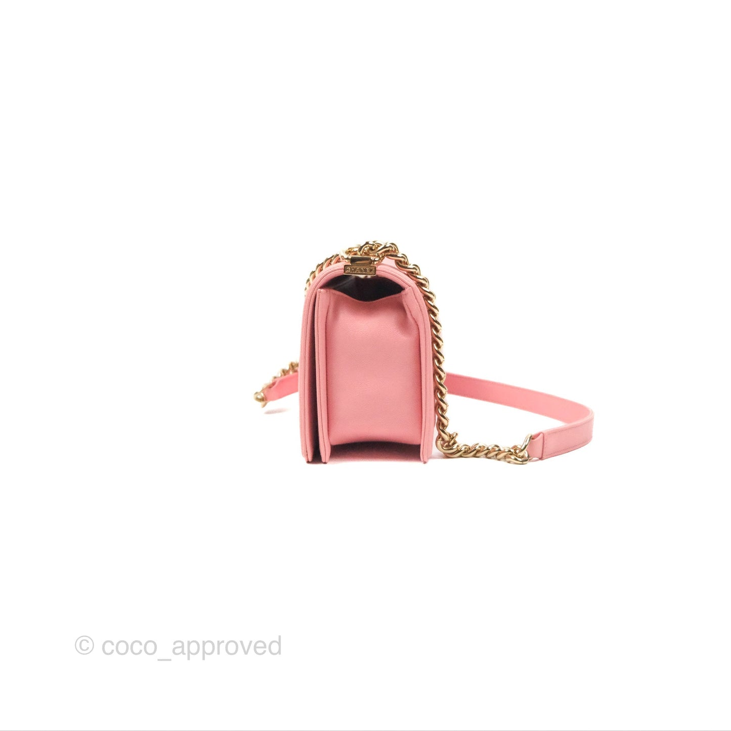Chanel Boy Chevron Medium Pink Caviar Gold Hardware
