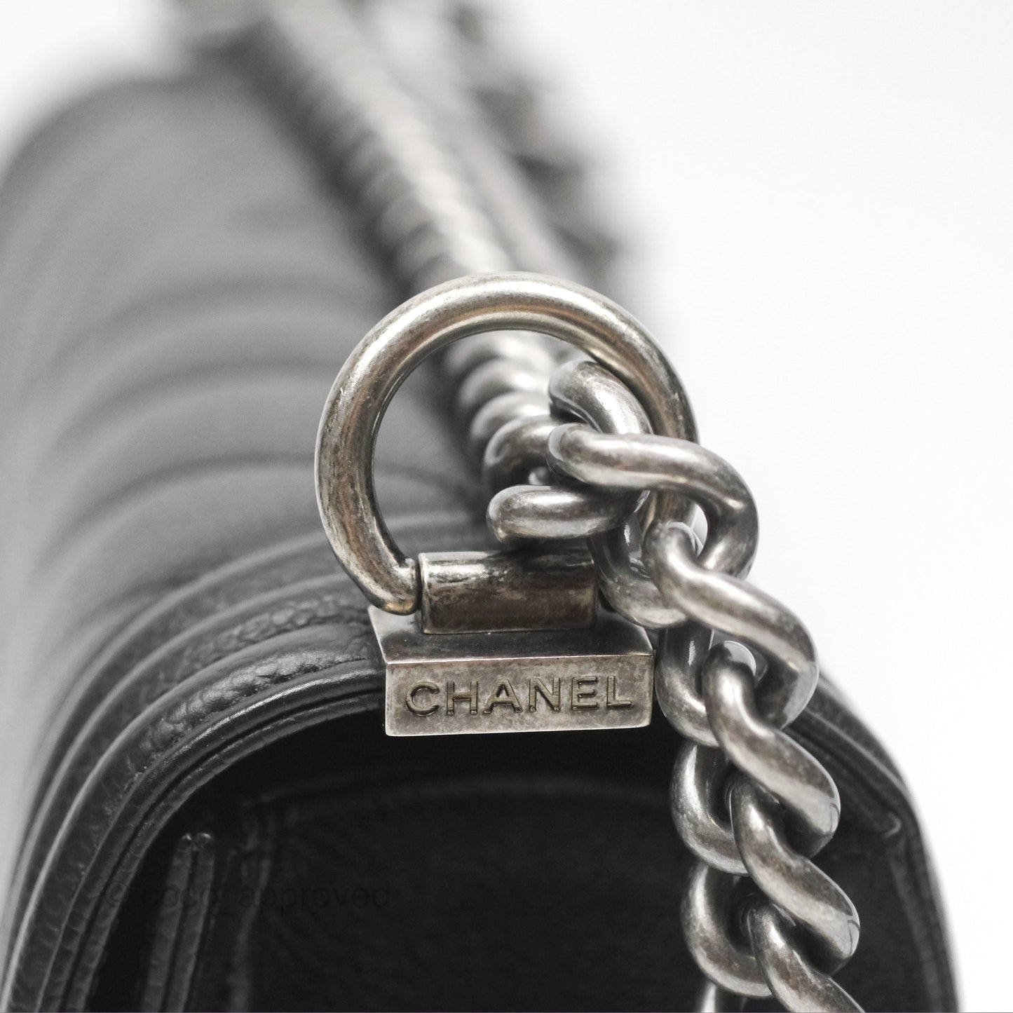 Chanel Medium Boy Chevron Black Caviar Ruthenium Hardware