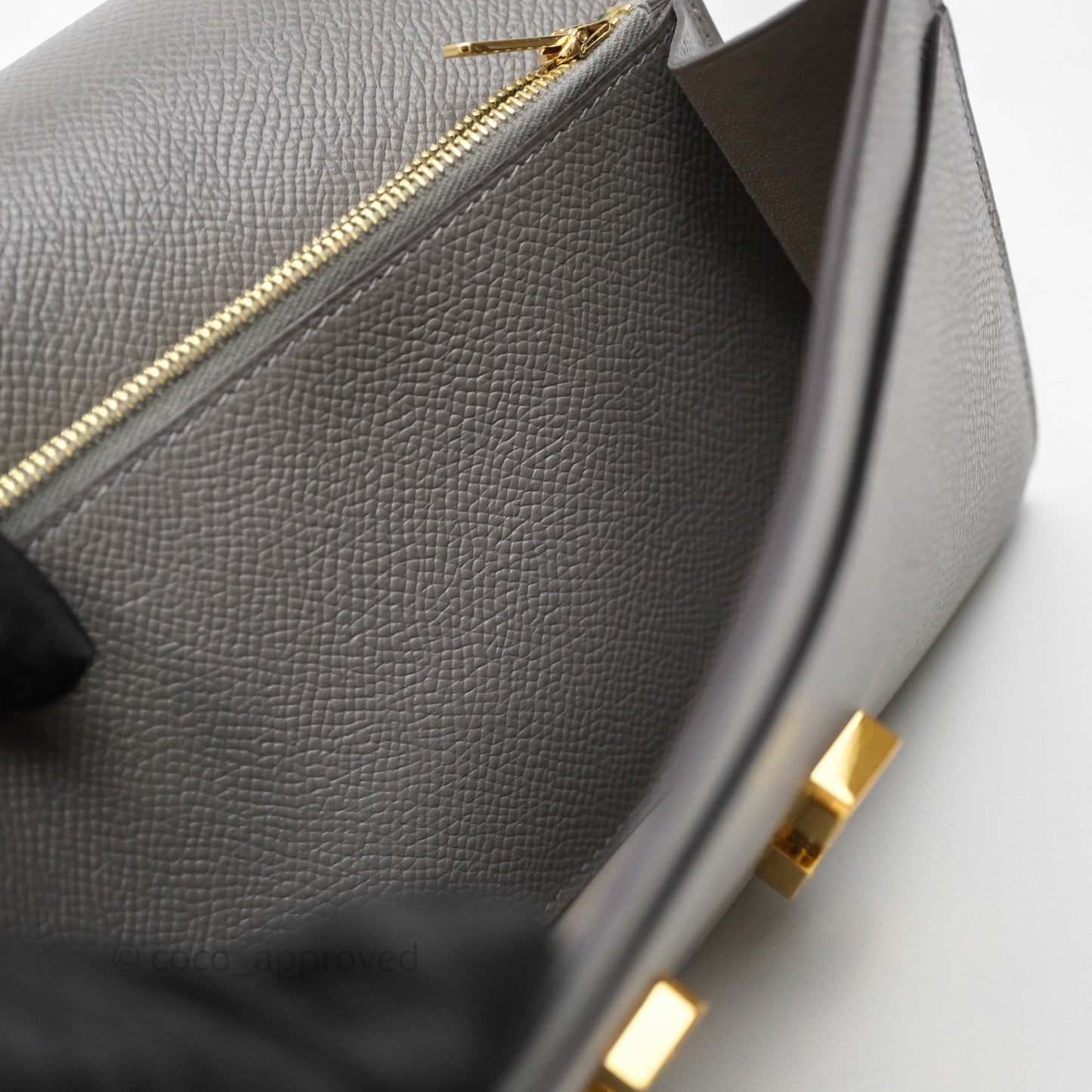 Hermès Constance Long To Go Wallet Gris Meyer 0L Epsom Gold Hardware