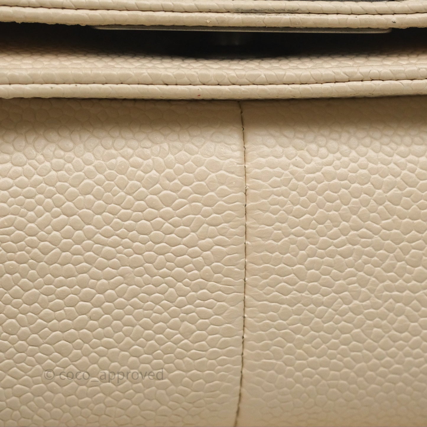 Chanel Medium Boy Chevron Beige Caviar Ruthenium Hardware