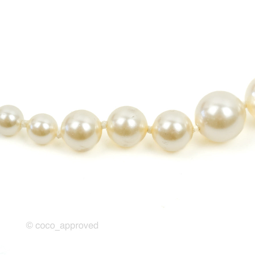 Chanel CC Crystal Pendant Pearl Bracelet Gold Tone 17V
