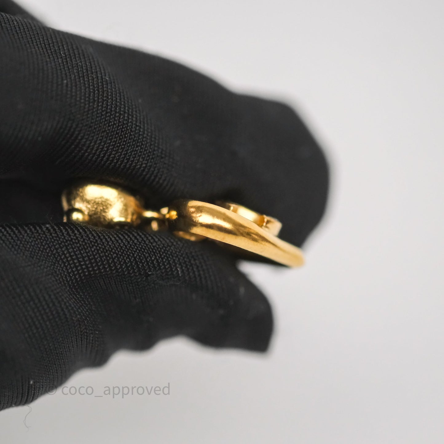 Chanel Oval Blue Resin Heart CC Drop Earrings Gold Tone 23C