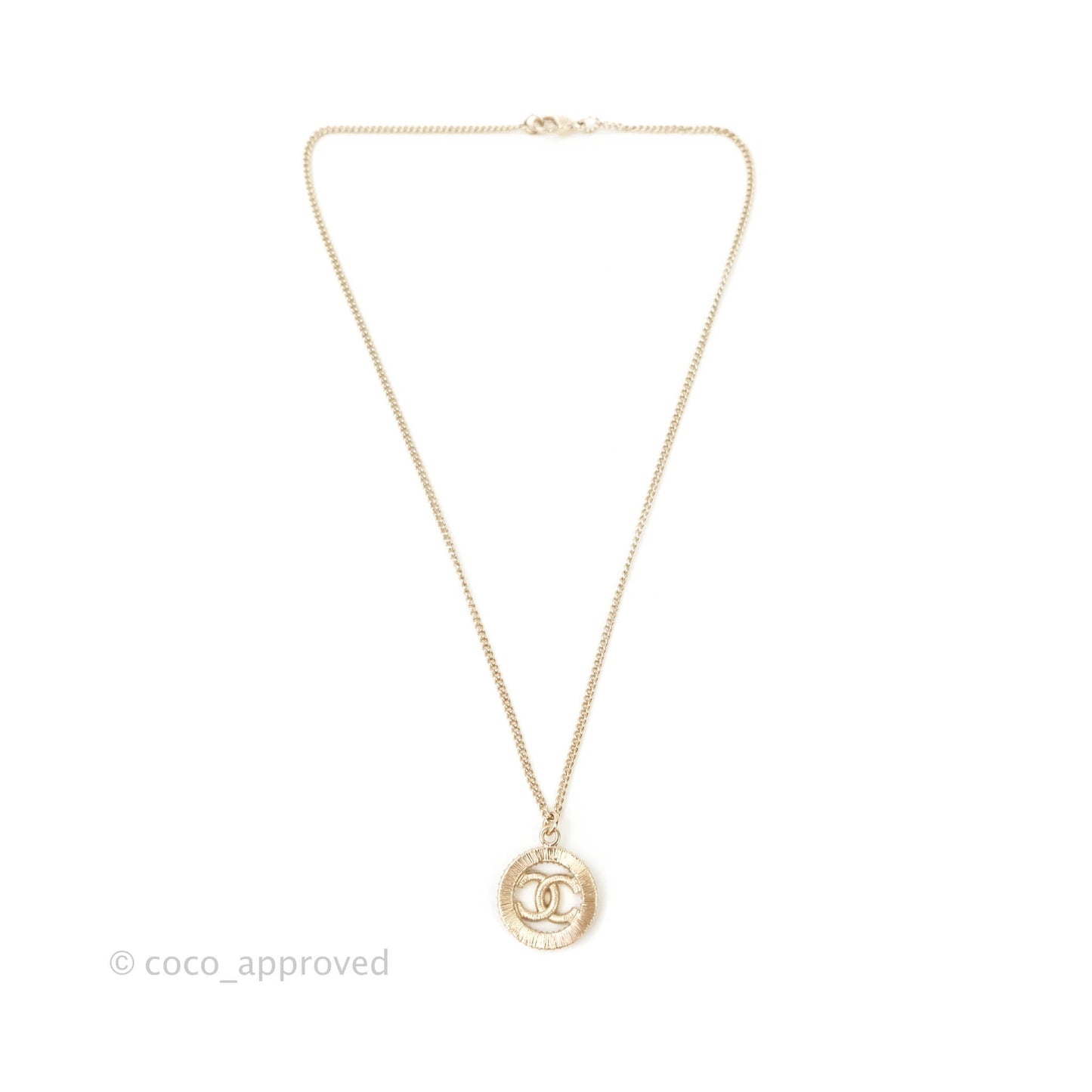 Chanel CC Crystal Necklace Gold Tone 20S