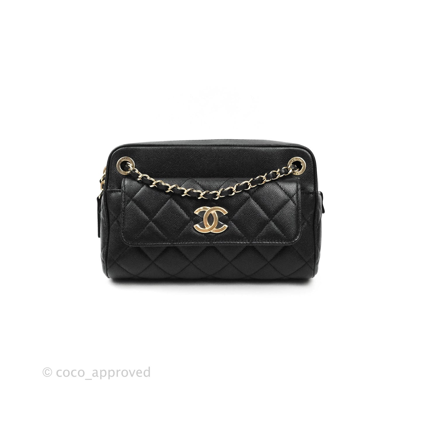 Chanel Camera Bag With Detachable Pouch Black Caviar Gold Hardware