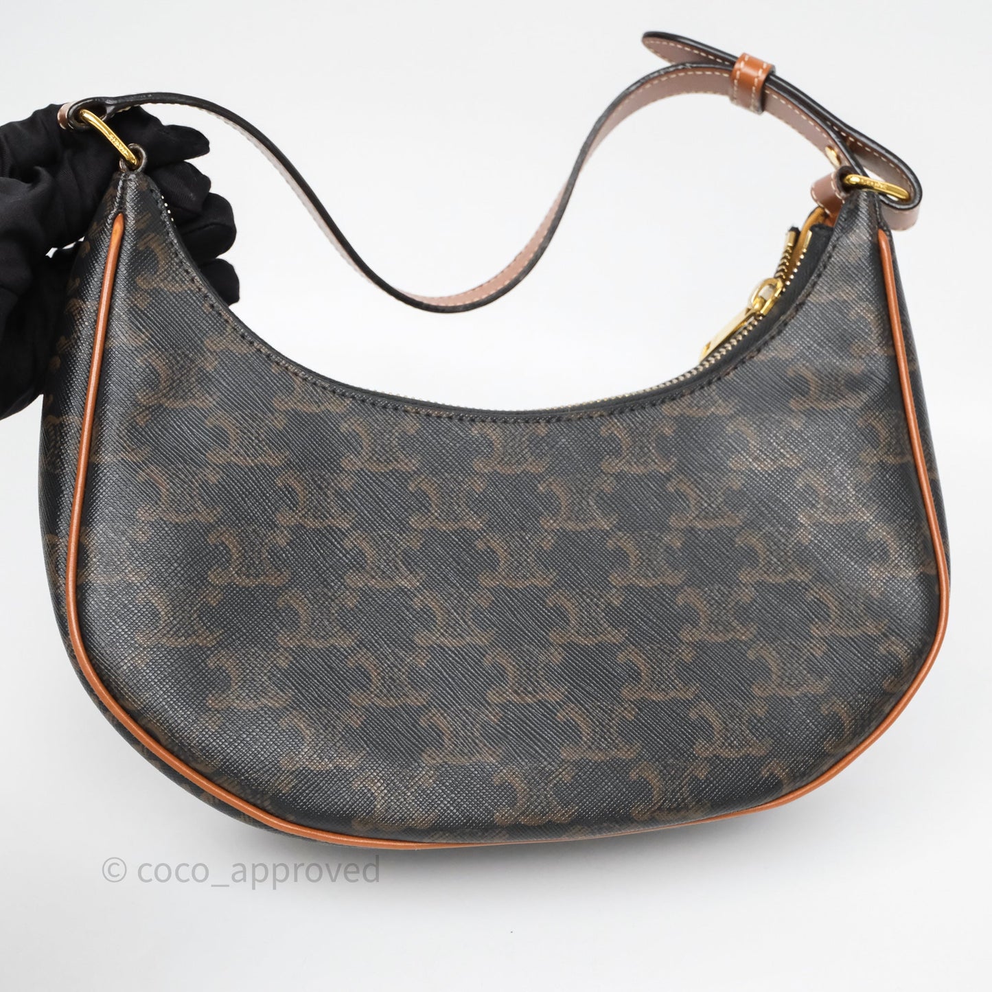 Celine Medium Ava Bag In Triomphe Canvas Calfskin Tan