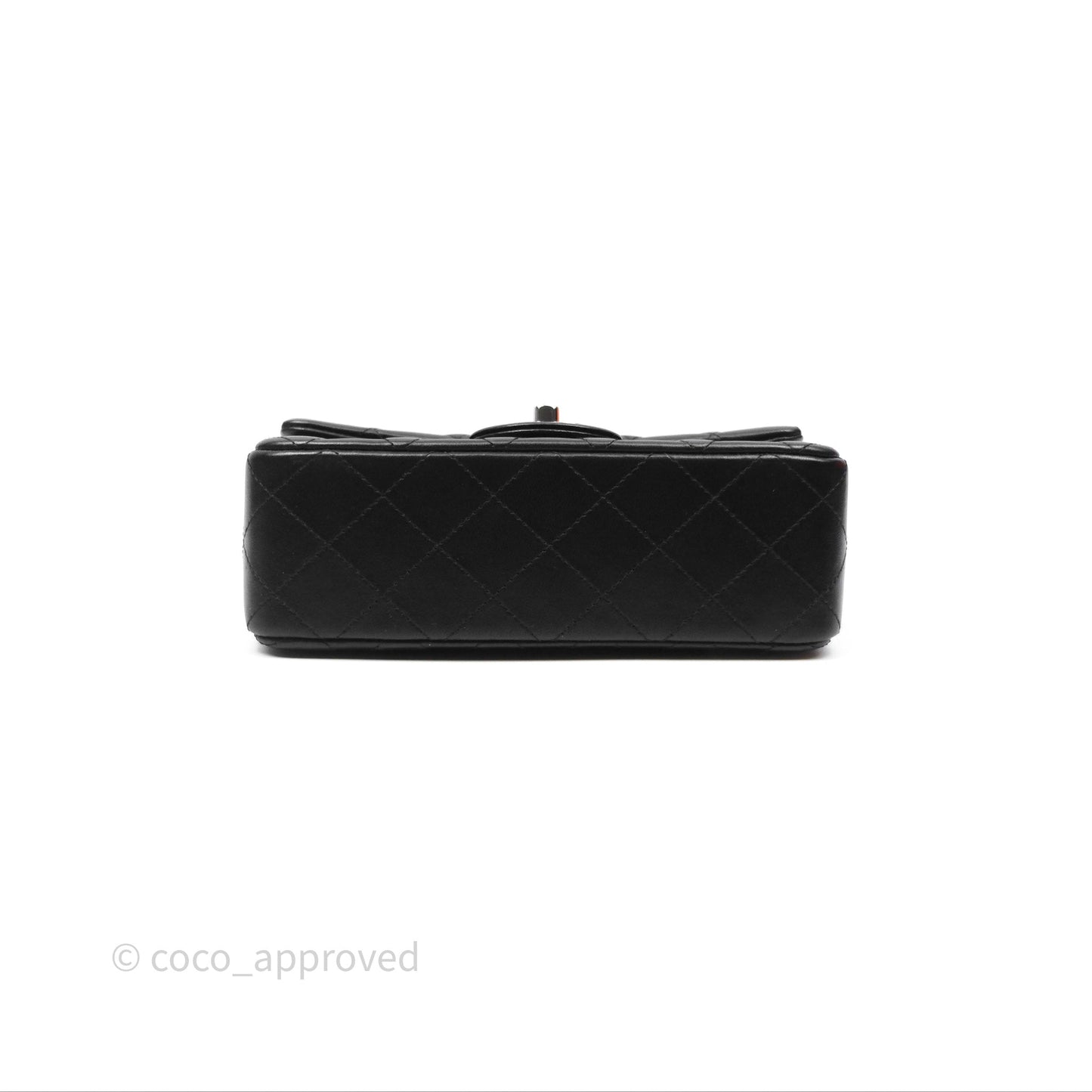 Chanel Quilted Mini Rectangular Flap Black Lambskin Silver Hardware