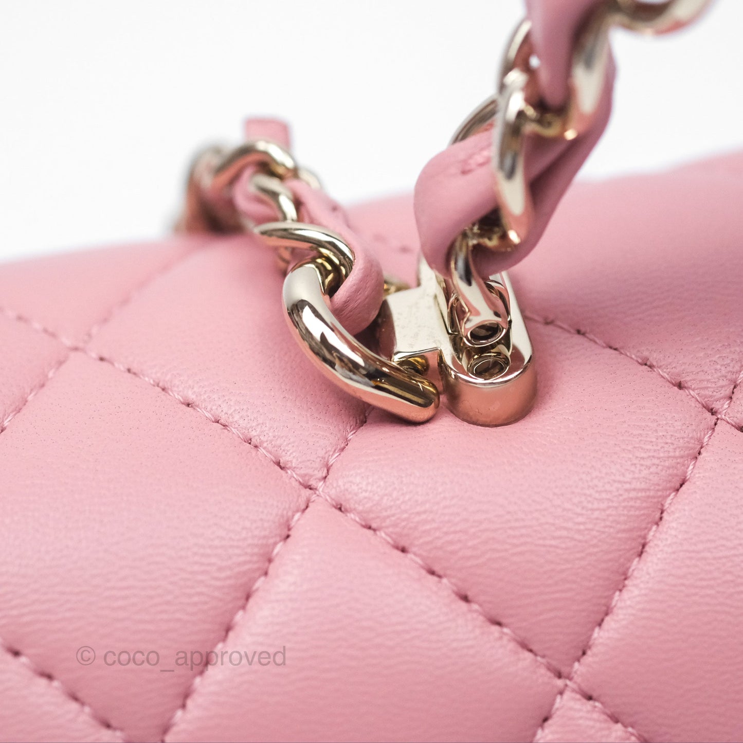Chanel Top Handle Mini Rectangular Flap Bag Pink Lambskin Gold Hardware