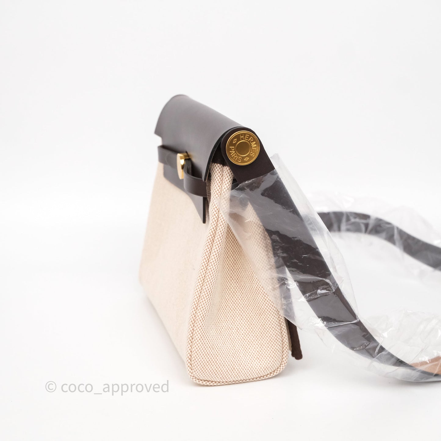Hermès Herbag Zip 20 Mini Ecru Beige 14/ Ebene 46 Canvas Gold Hardware