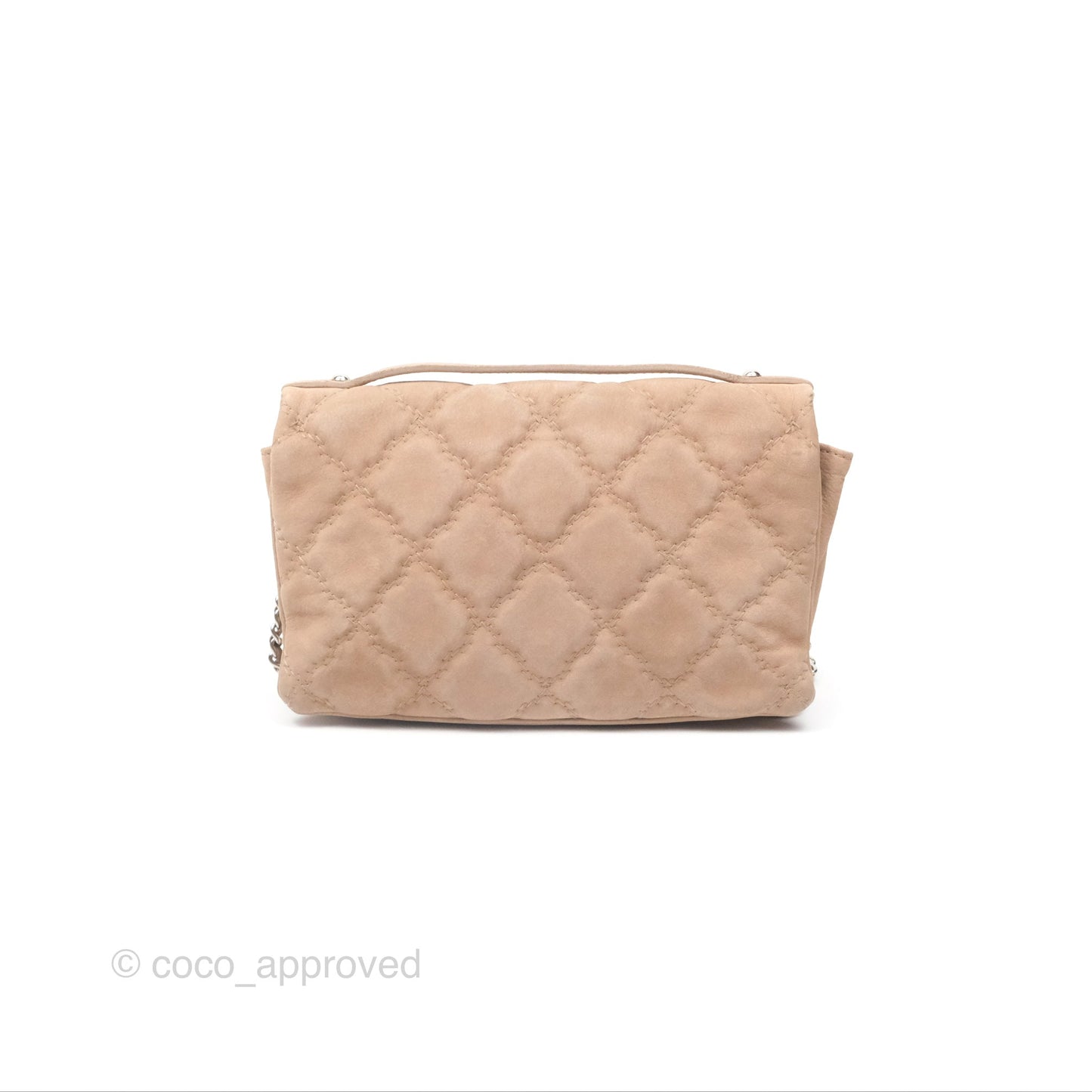 Chanel Double Stitch Hamptons Clutch With Chain Beige Washed Calfskin