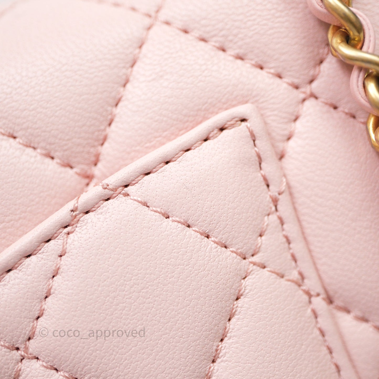 Chanel Mini Rectangular Pearl Crush Baby Pink Lambskin Aged Gold Hardware