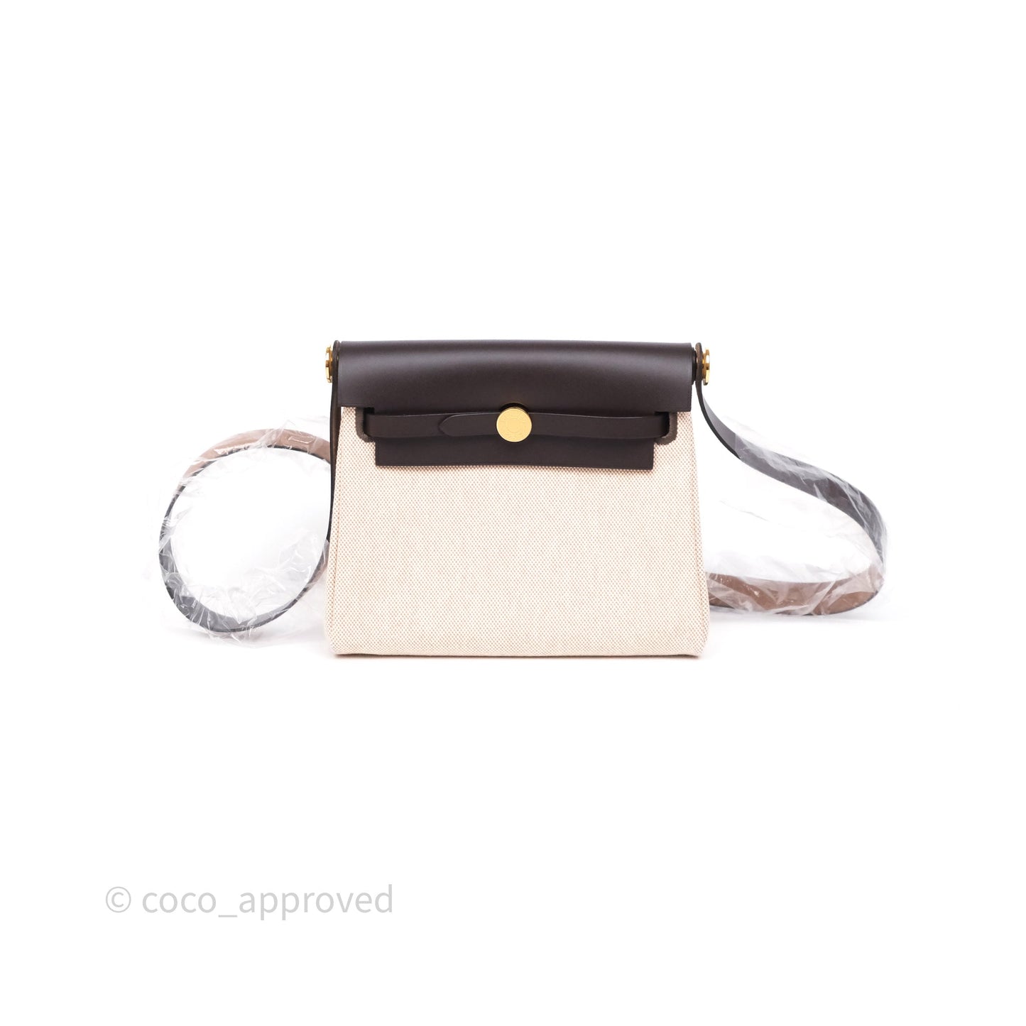 Hermès Herbag Zip 20 Mini Ecru Beige 14/ Ebene 46 Canvas Gold Hardware