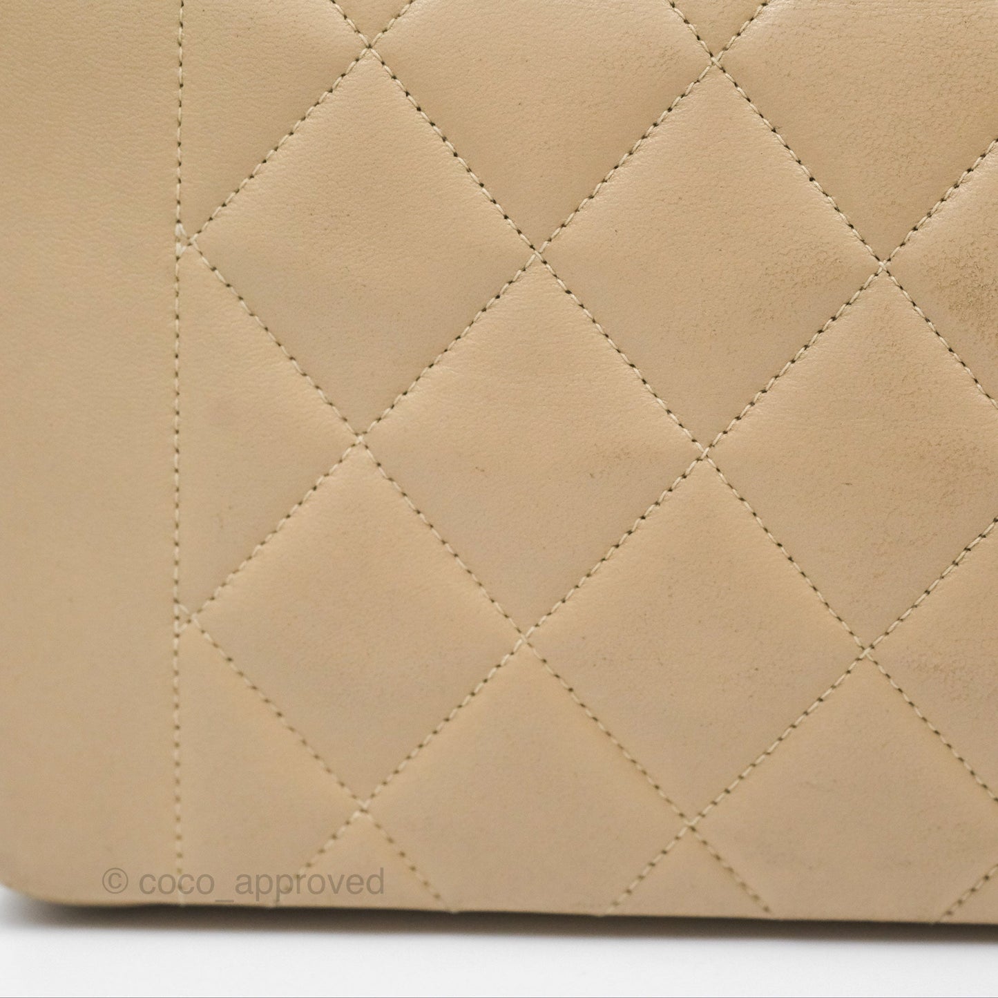 Chanel Vintage Small Quilted Classic Diana Flap Bag Beige Lambskin 24K Gold Hardware