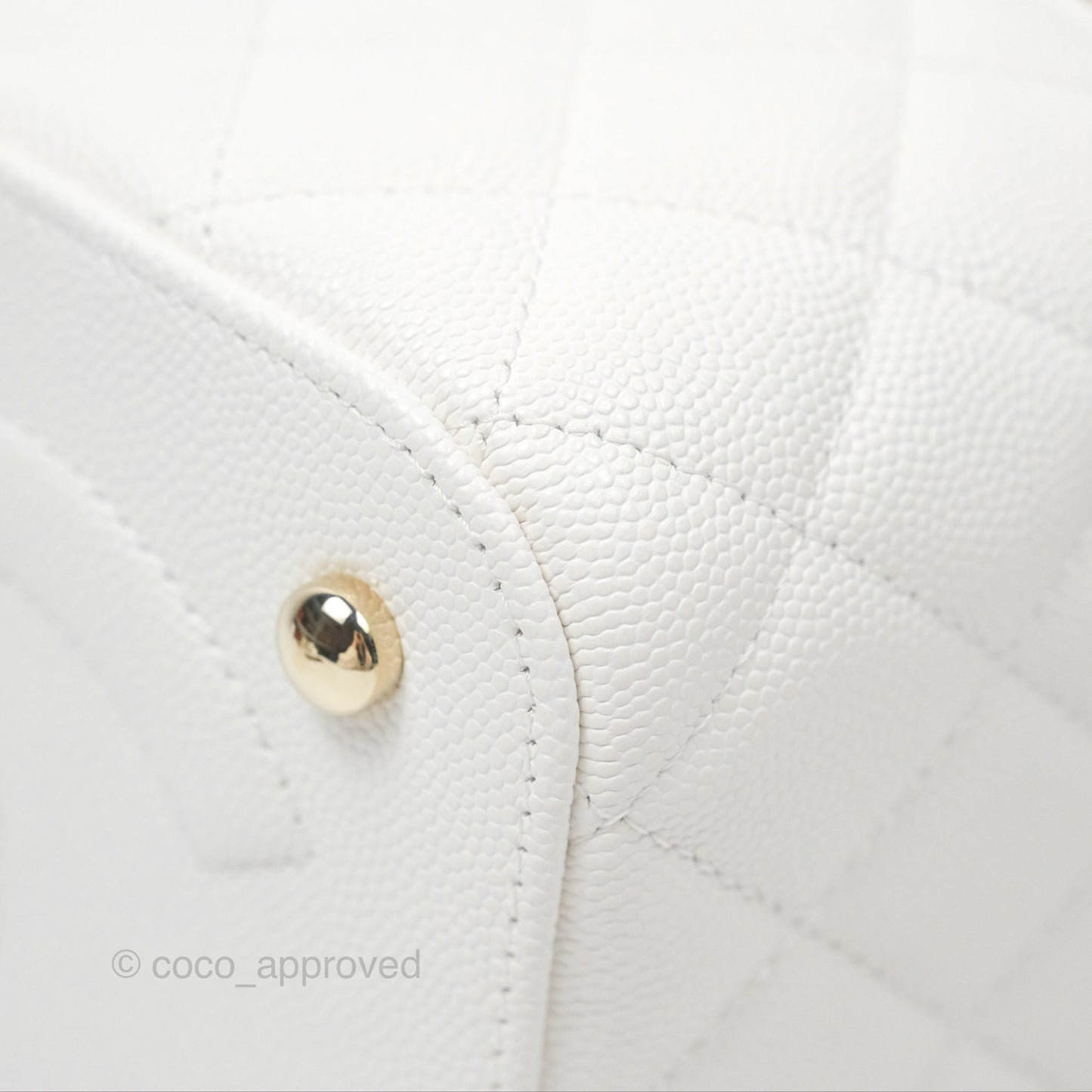 Chanel Quilted Top Handle Vanity Case White Caviar Gold Hardware