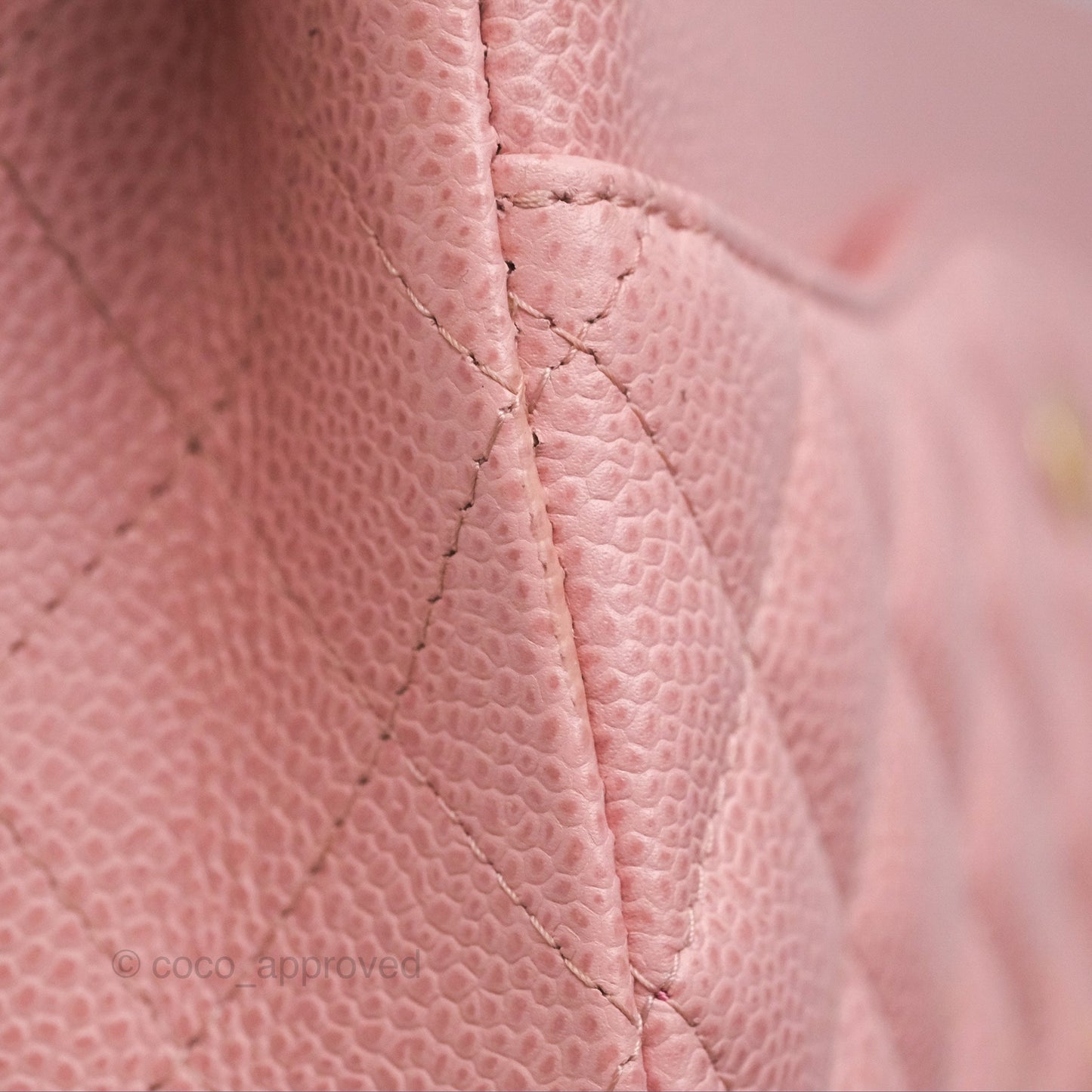 Chanel Vintage Classic M/L Medium Flap Quilted Sakura Pink Caviar 24K Gold Hardware