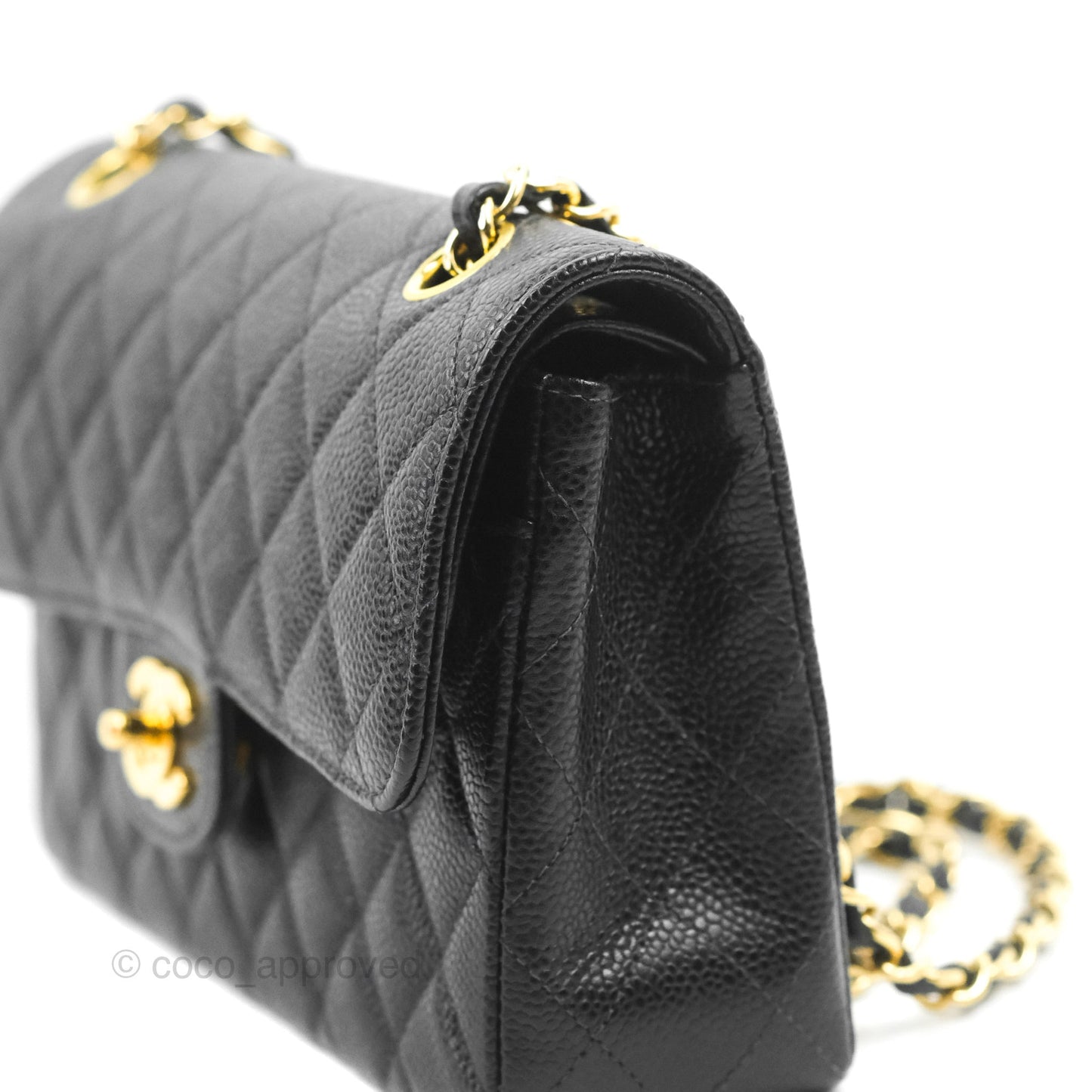 Chanel Vintage Classic Small S/M Flap Black Caviar 24K Gold Hardware
