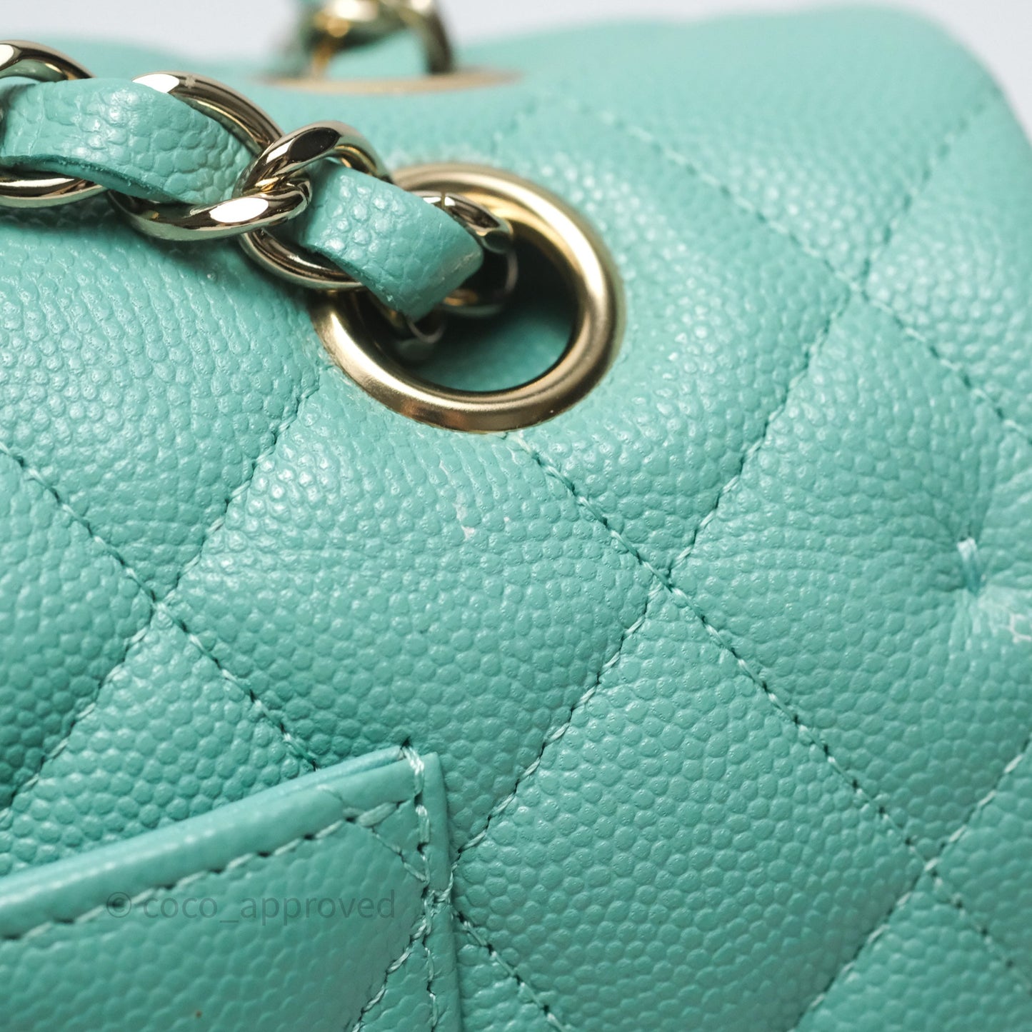 Chanel Classic M/L Medium Flap Quilted Tiffany Green Caviar Gold Hardware