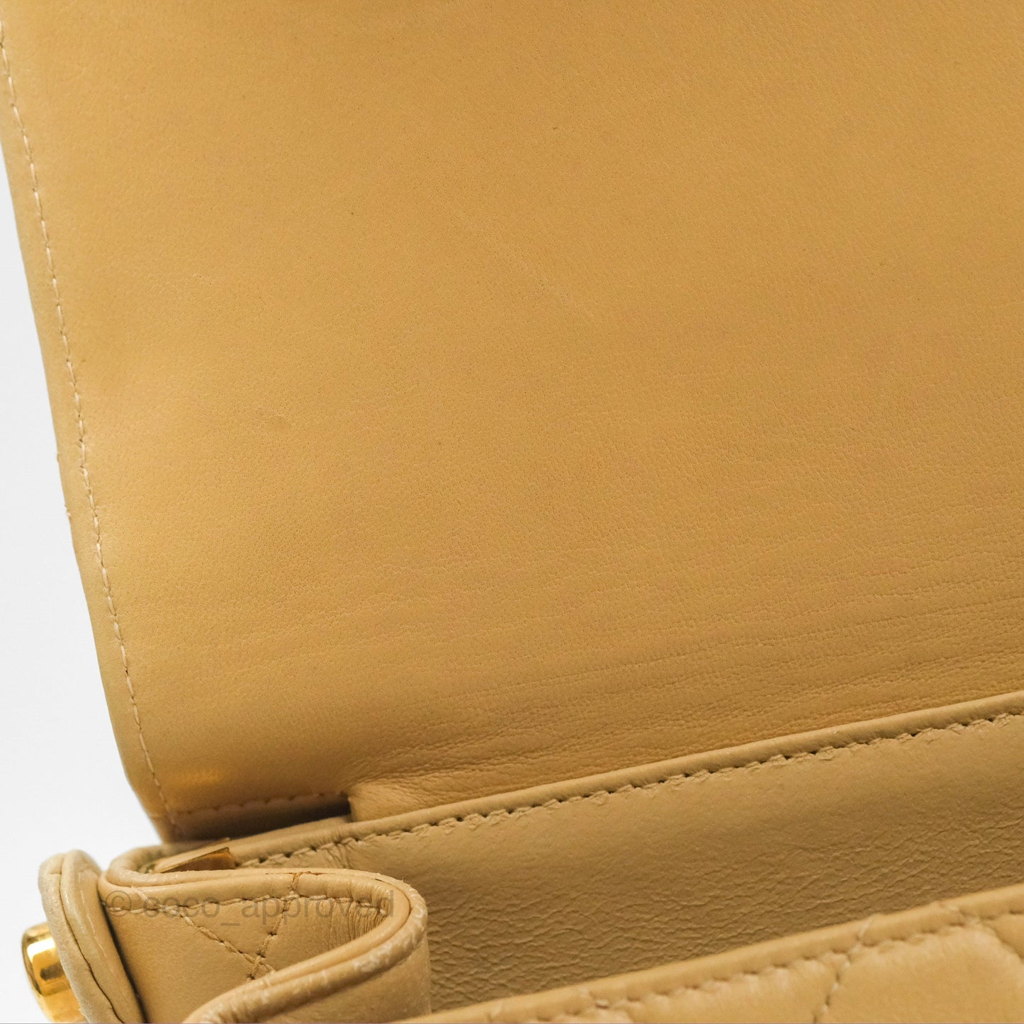 Chanel Vintage Double Sided Flap Bag Quilted Beige Lambskin Gold Hardware