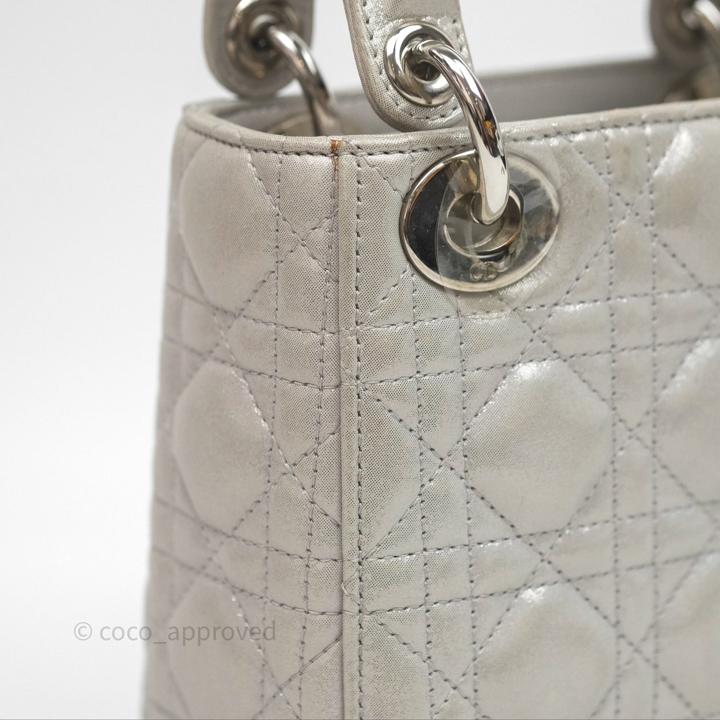 Christian Dior Calfskin Cannage Mini Lady Dior Grey