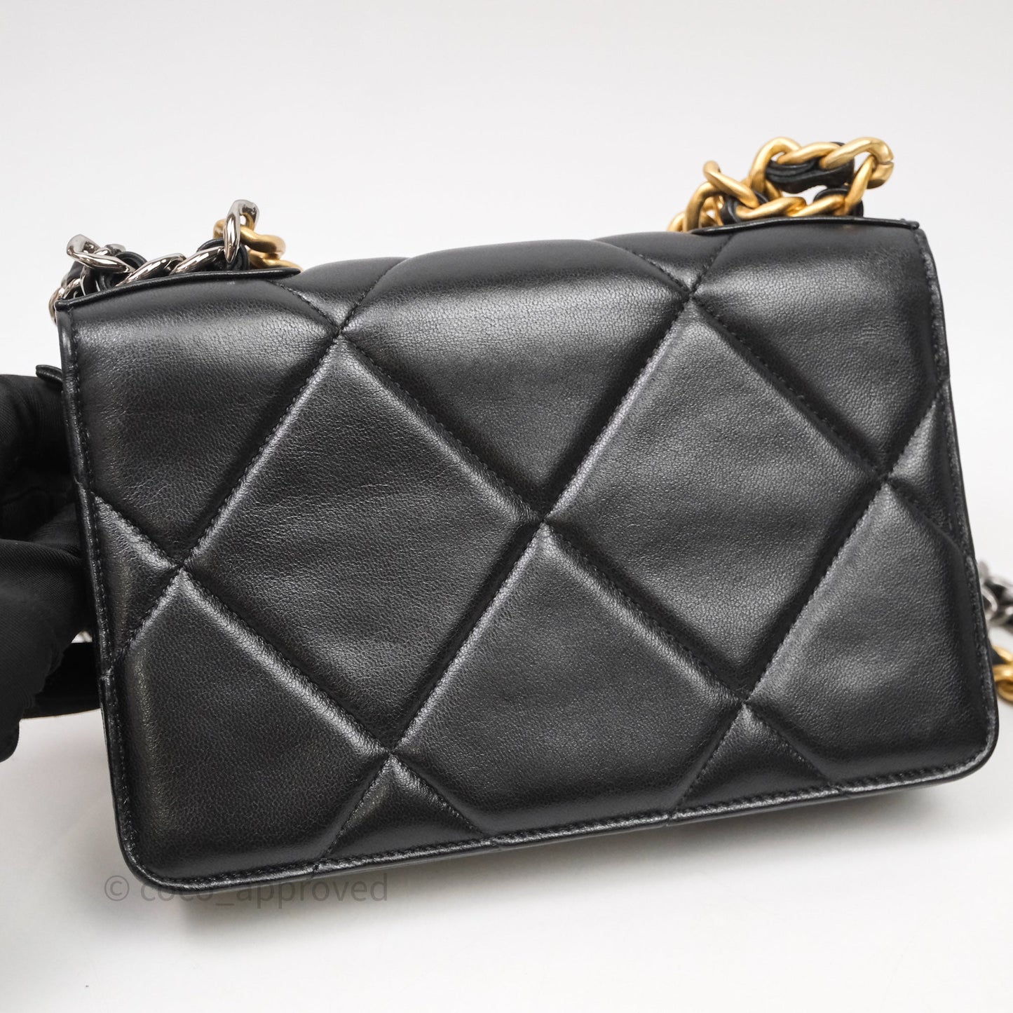 Chanel 19 Wallet on Chain WOC Black Mixed Hardware