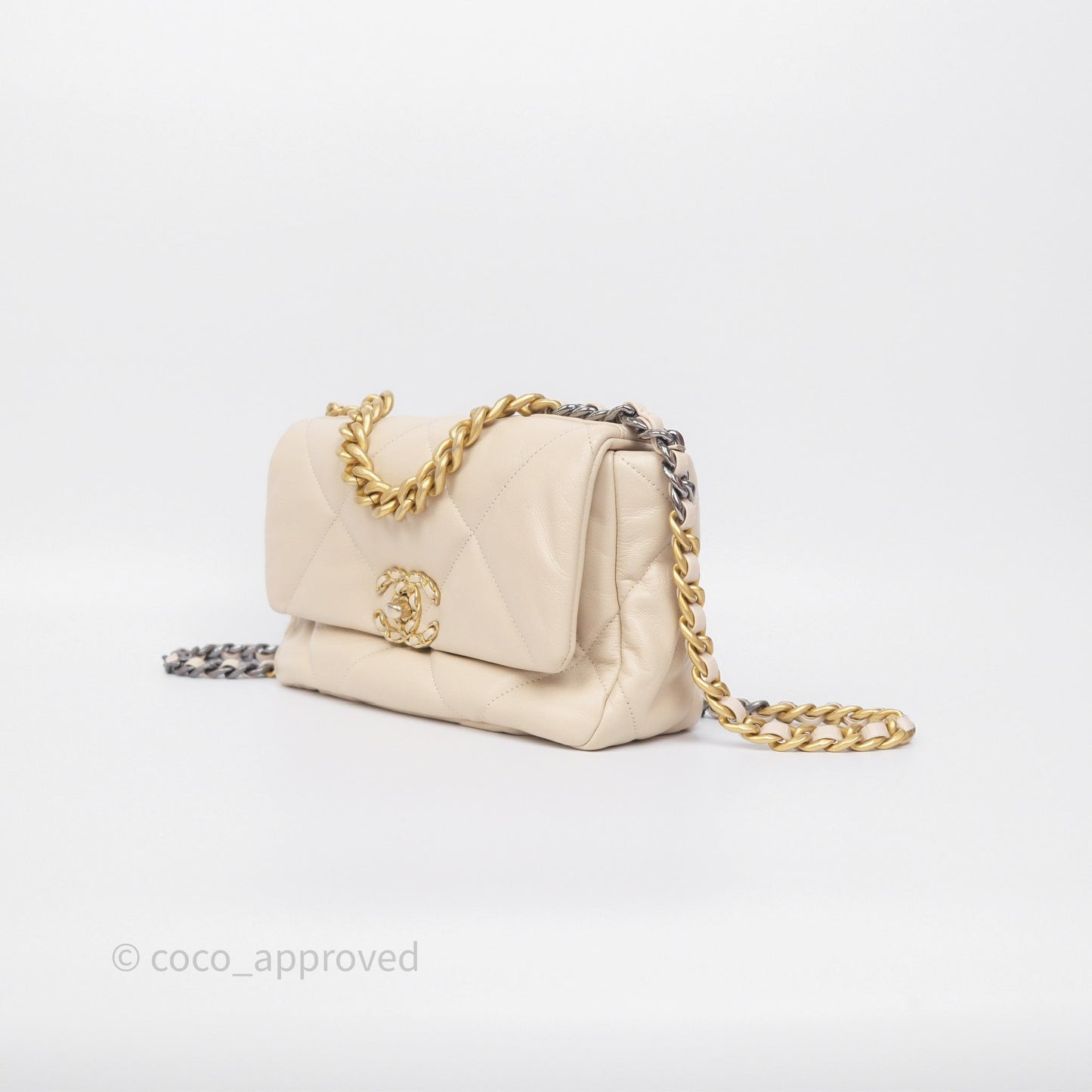 Chanel 19 Small Light Beige Mixed Hardware
