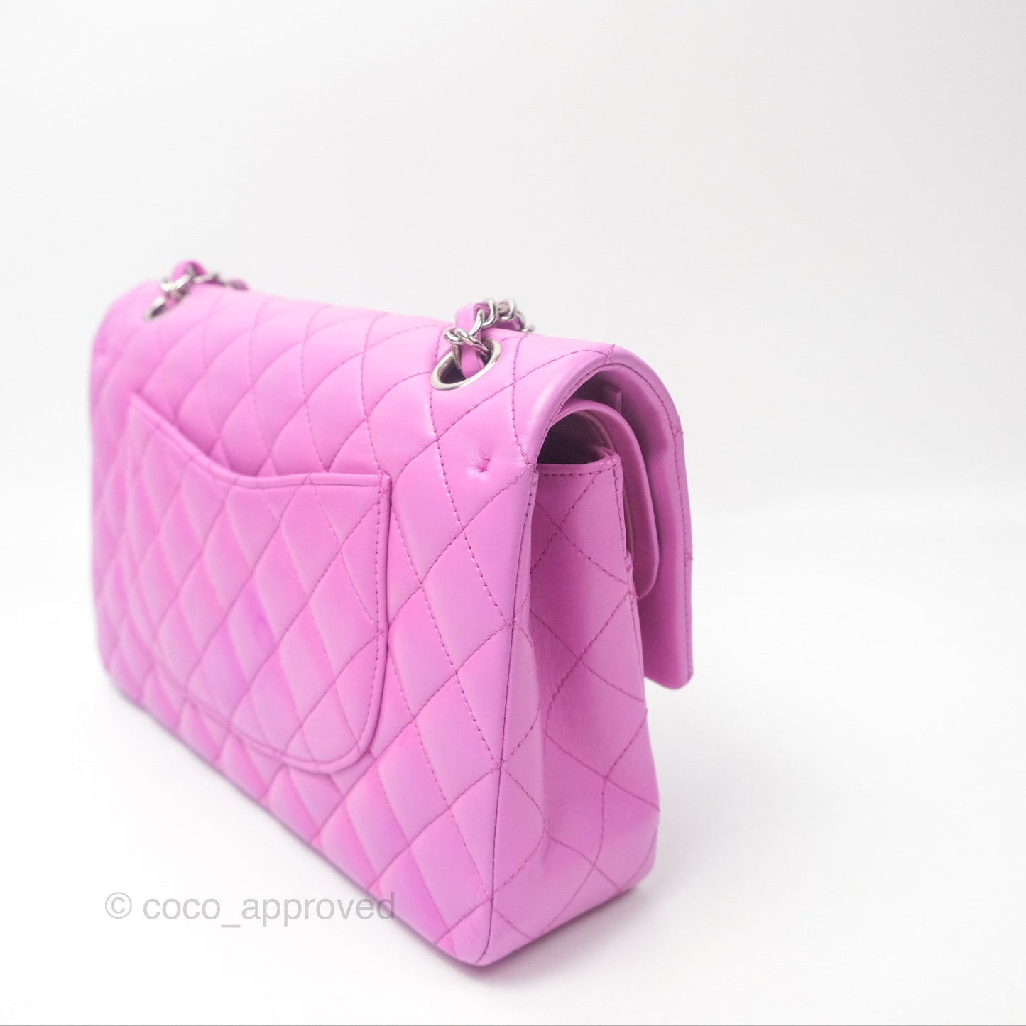 Chanel Medium Classic Flap Quilted Purple Lambskin Silver Hardware
