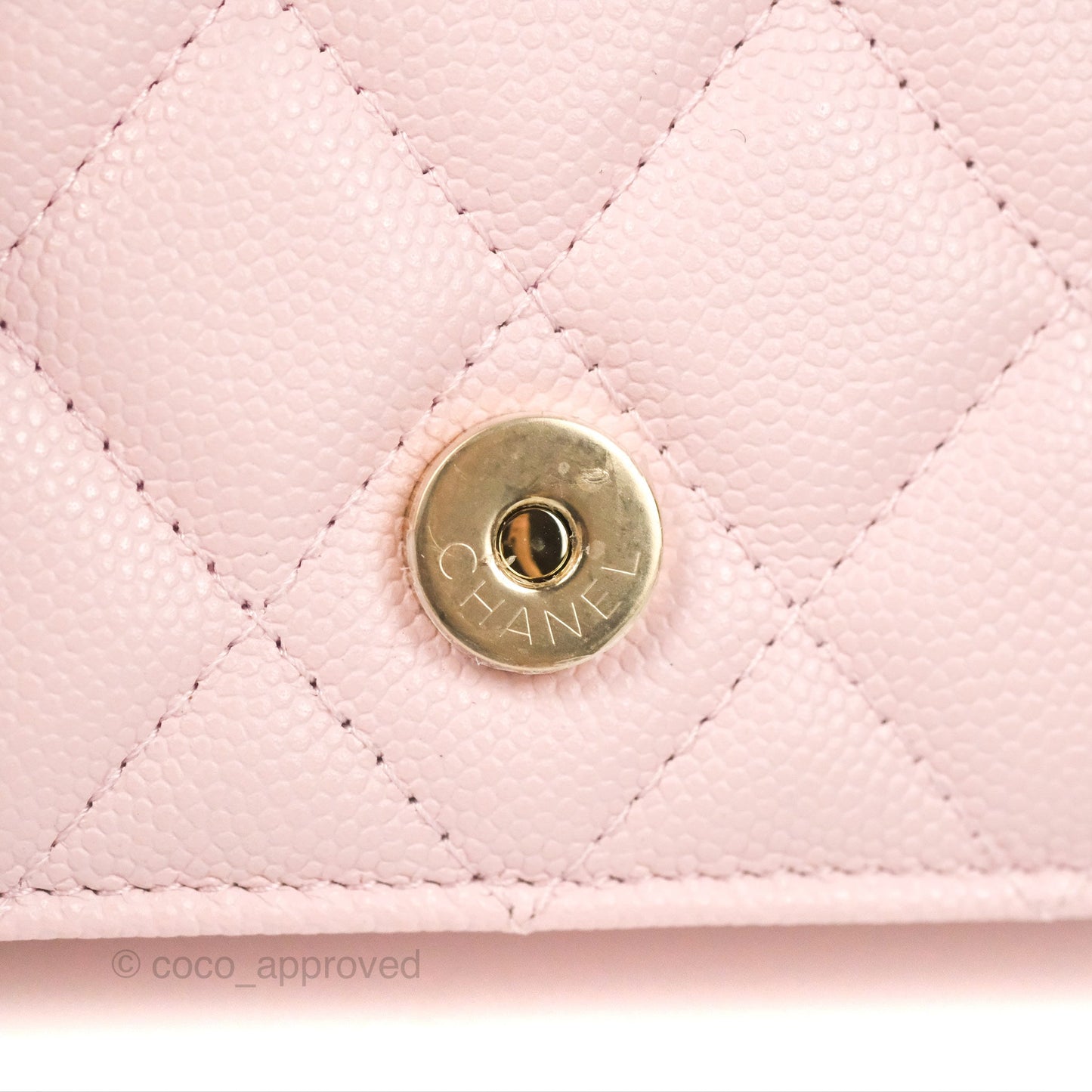 Chanel Mini Wallet With Chain Light Pink Caviar Gold Hardware